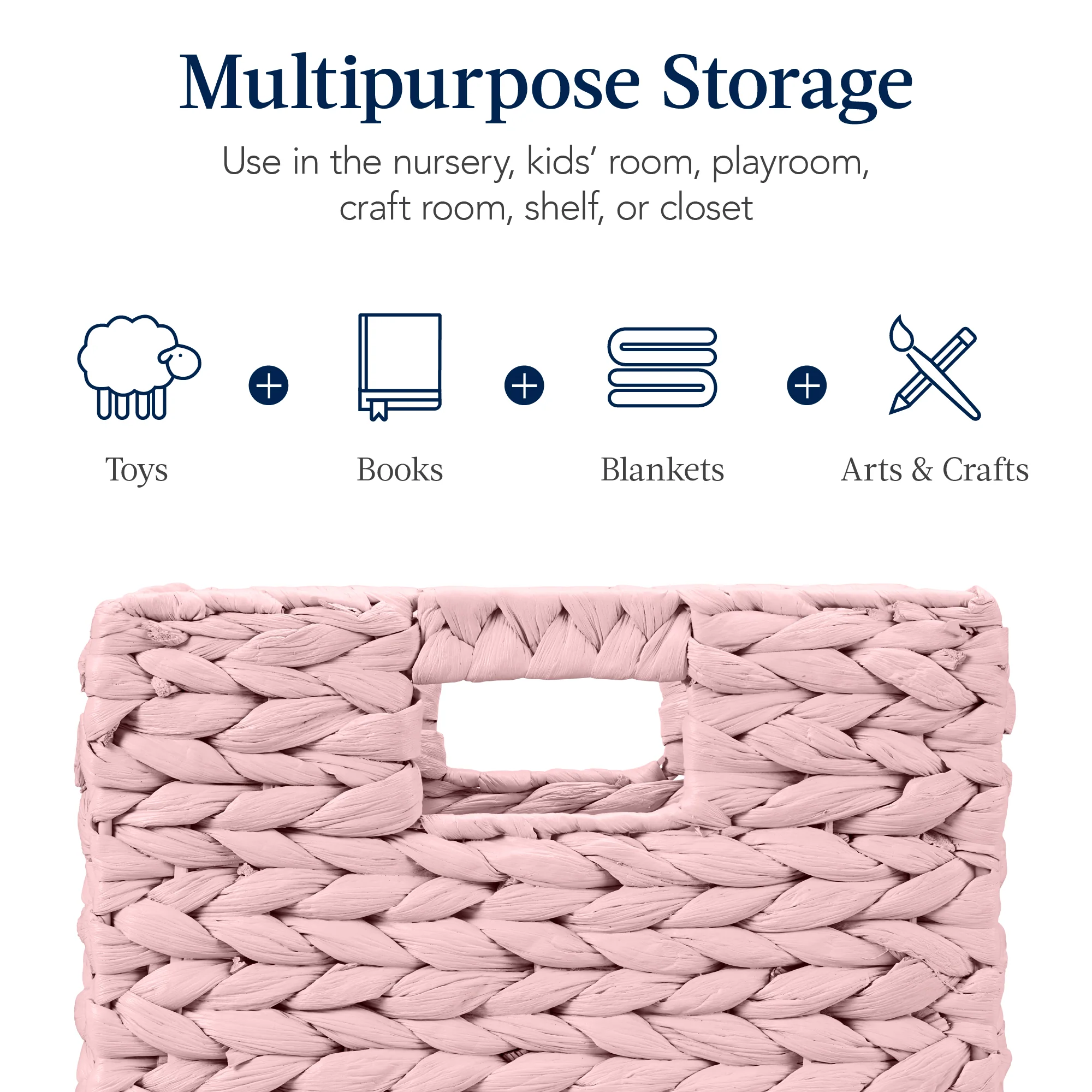 Set of 5 Collapsible Hyacinth Storage Baskets w/ Inserts - 10.5x10.5in - Image 14
