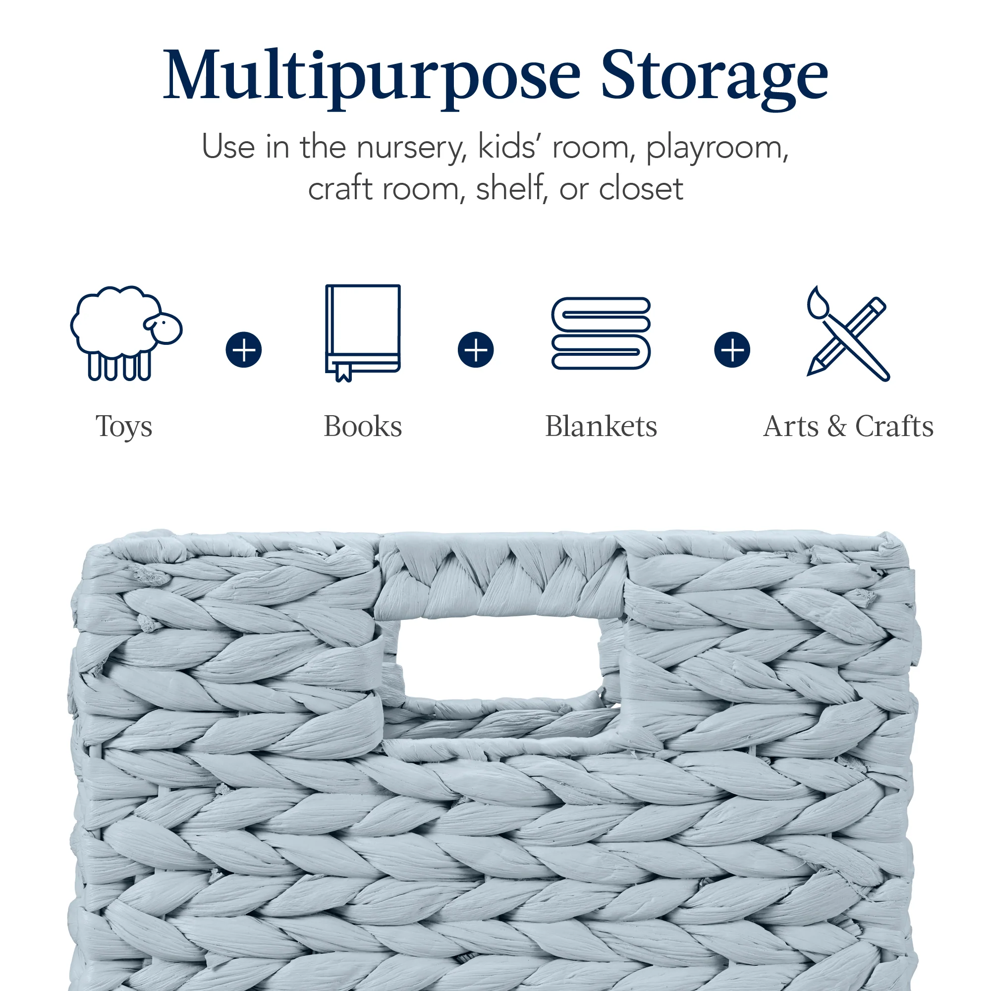 Set of 5 Collapsible Hyacinth Storage Baskets w/ Inserts - 10.5x10.5in - Image 23