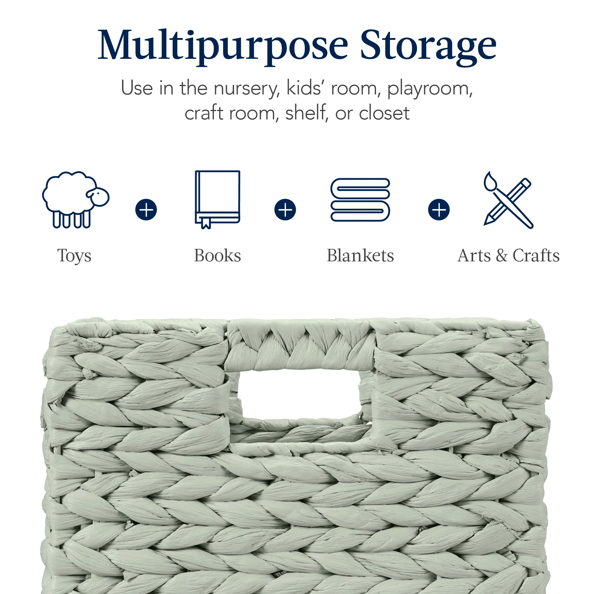 Set of 5 Collapsible Hyacinth Storage Baskets w/ Inserts - 10.5x10.5in - Image 5