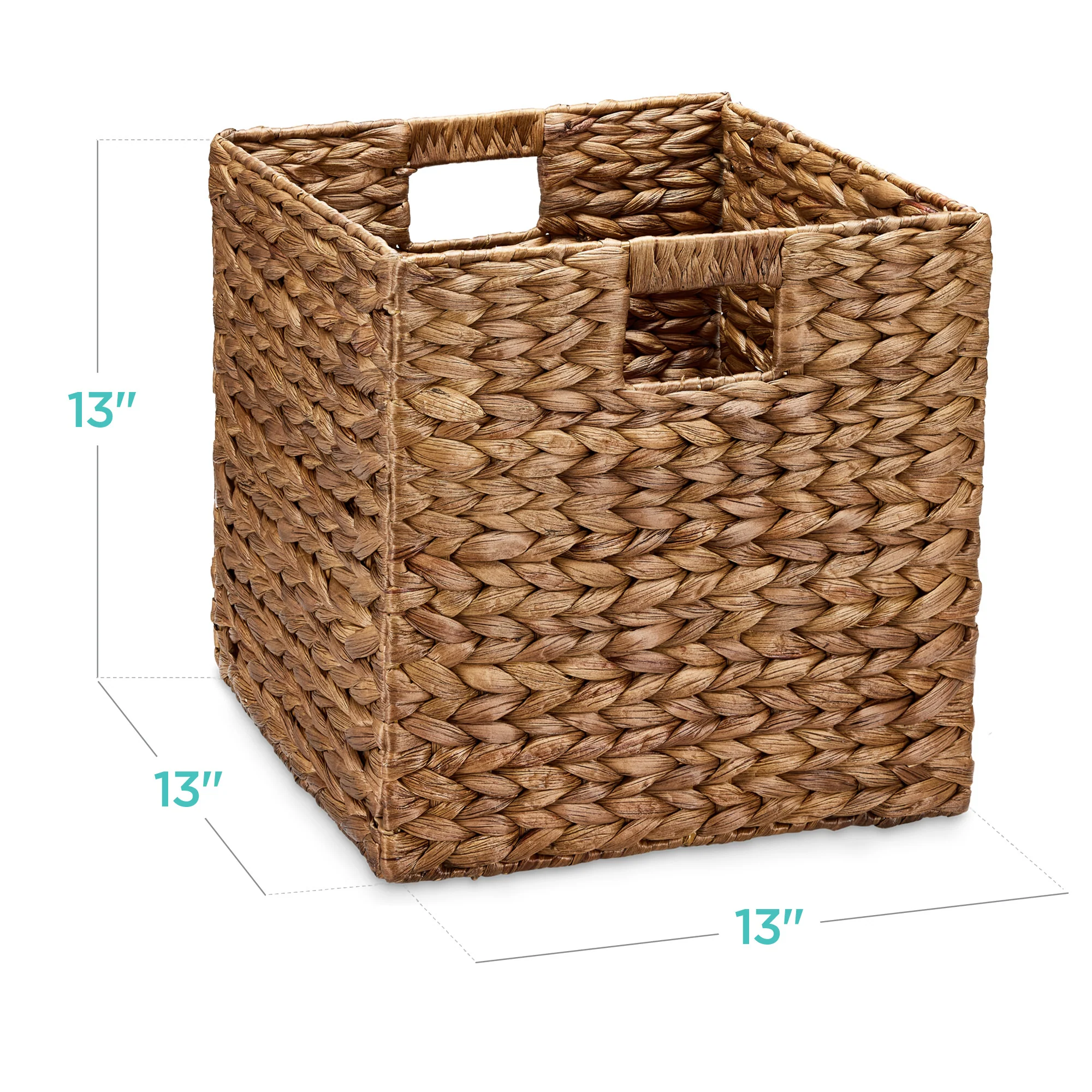 Set of 5 Collapsible Hyacinth Storage Baskets w/ Inserts - 13x13in - Image 37