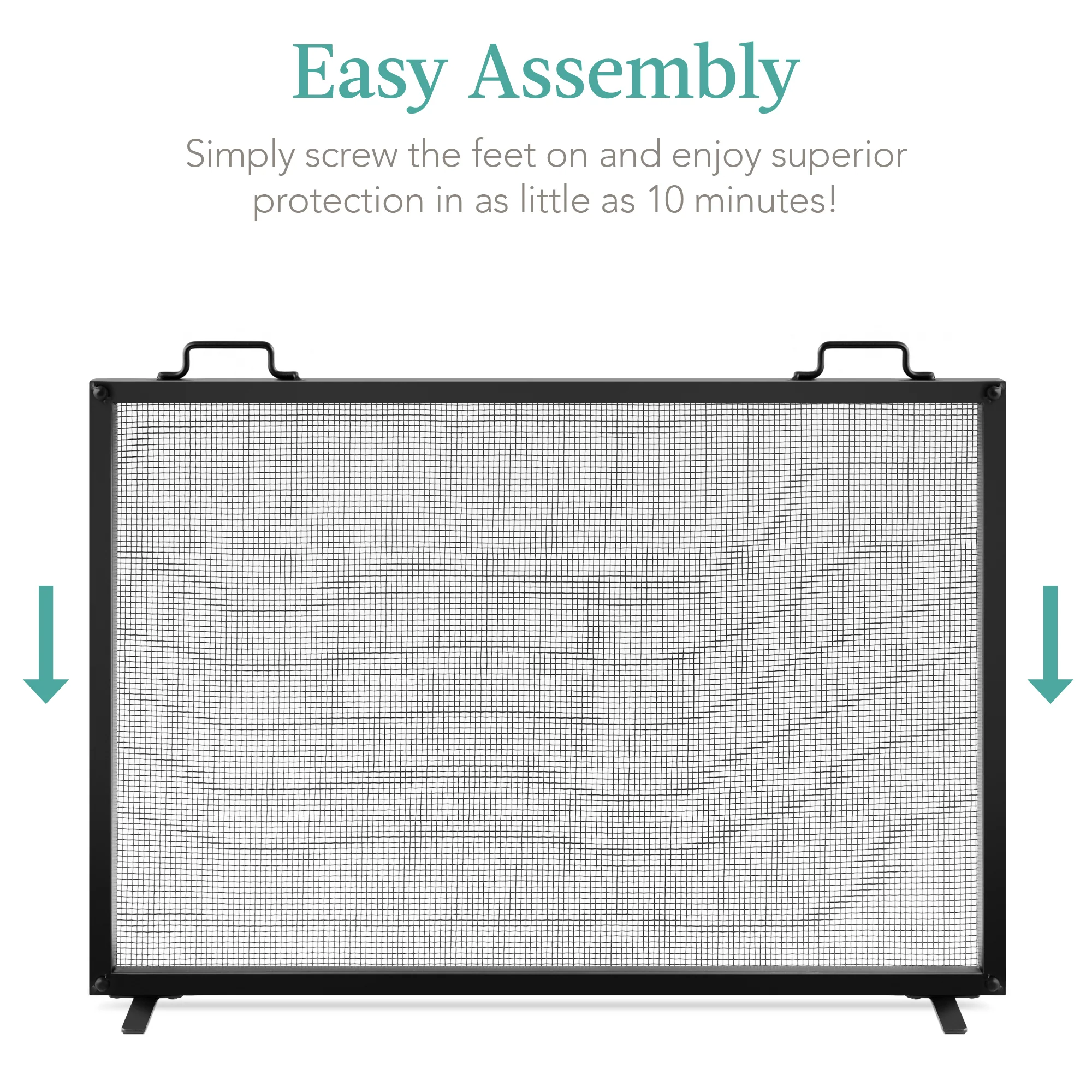 Single Panel Handcrafted Steel Mesh Fireplace Screen w/ Handles - 38x27in - Image 13