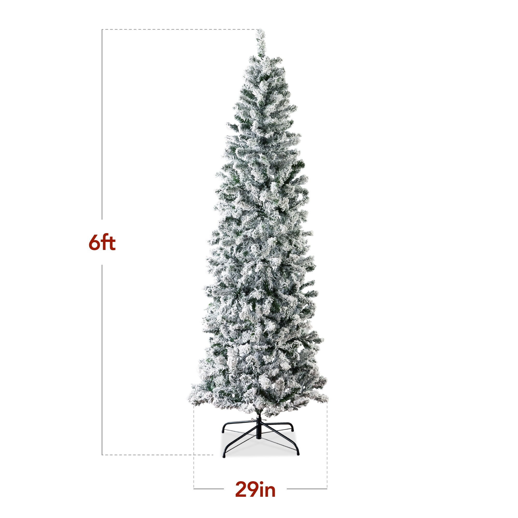 Snow Flocked Artificial Pencil Christmas Tree w/ Stand - Image 16