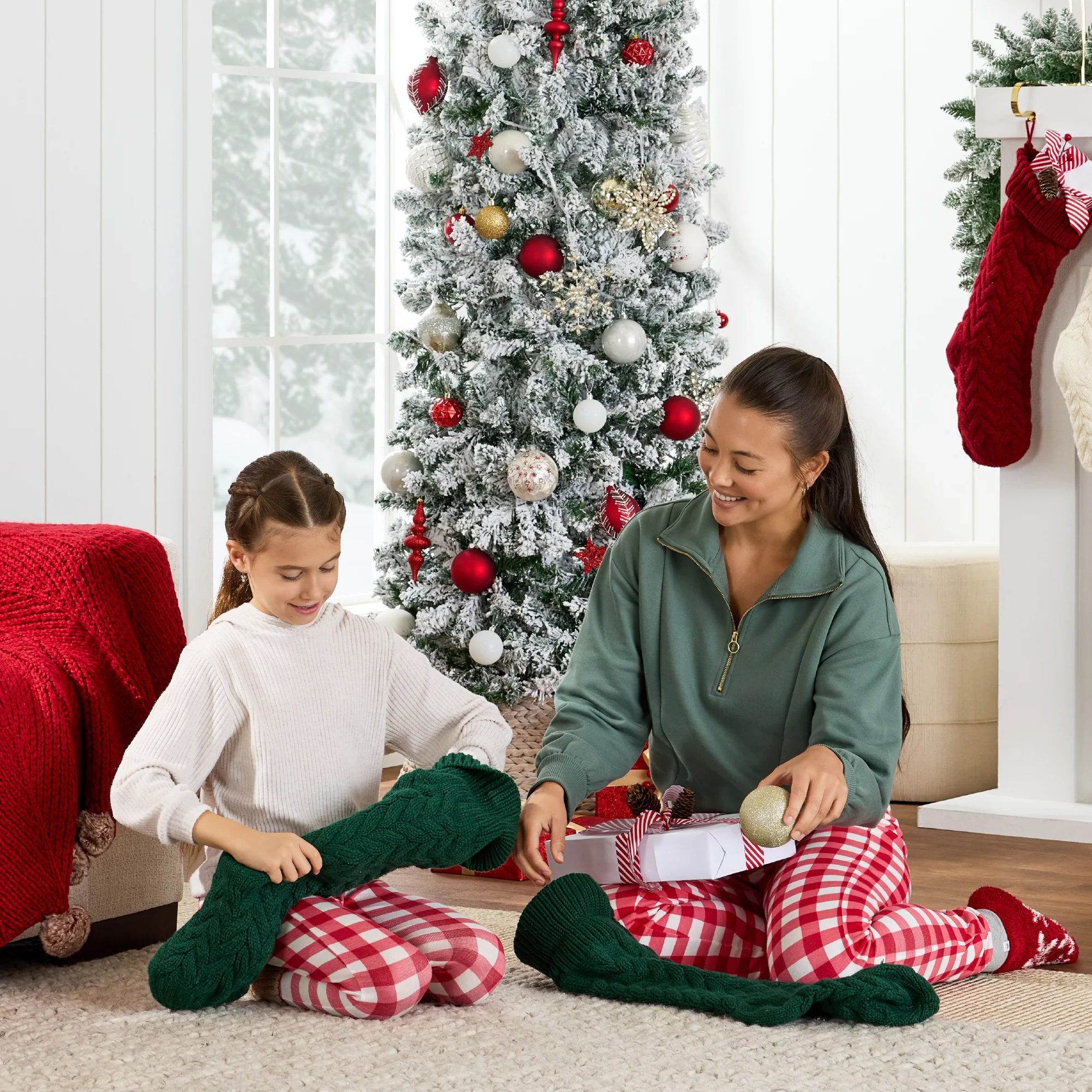 Snow Flocked Artificial Pencil Christmas Tree w/ Stand - Image 28