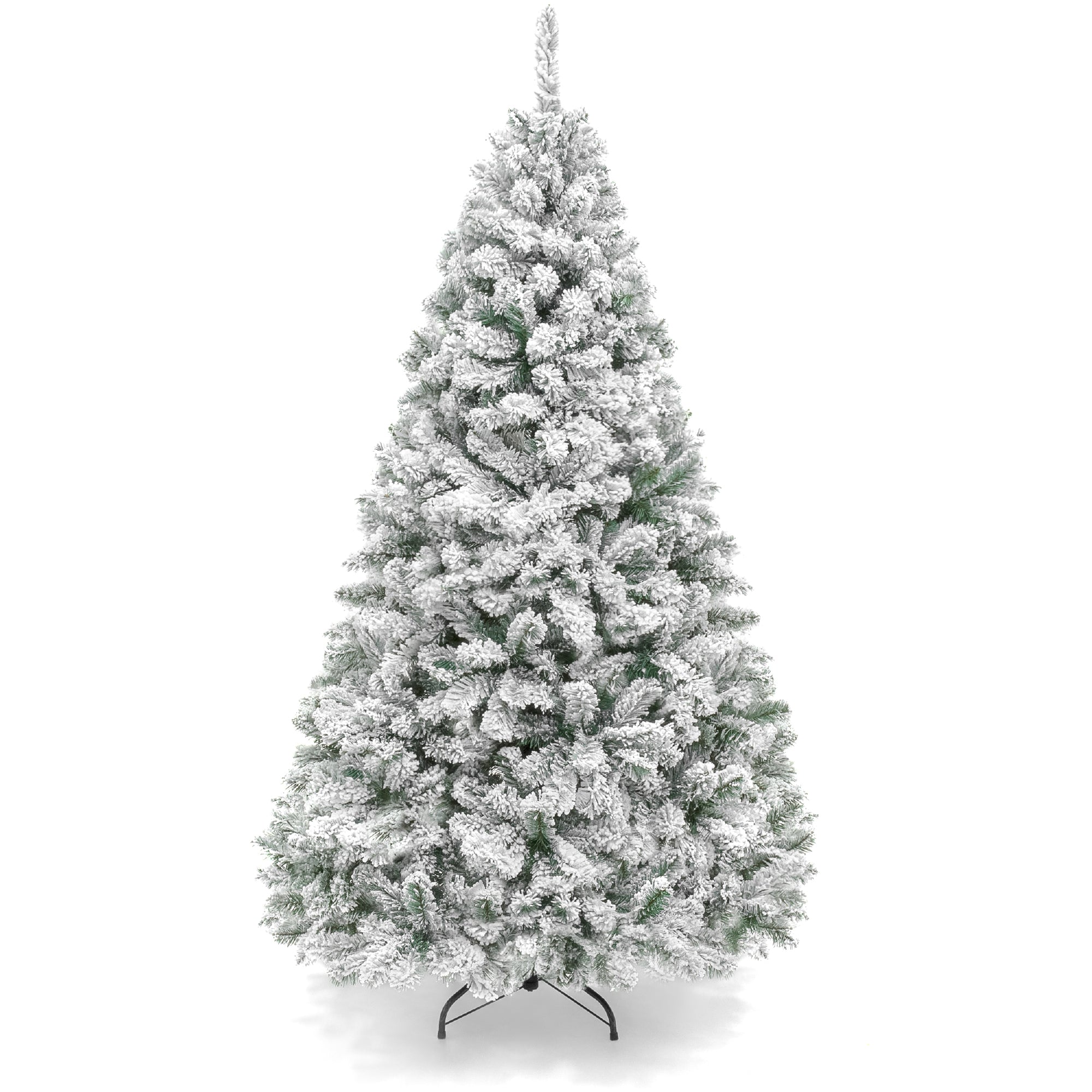 Snow Flocked Artificial Pine Christmas Tree w/ Foldable Metal Base - Image 33