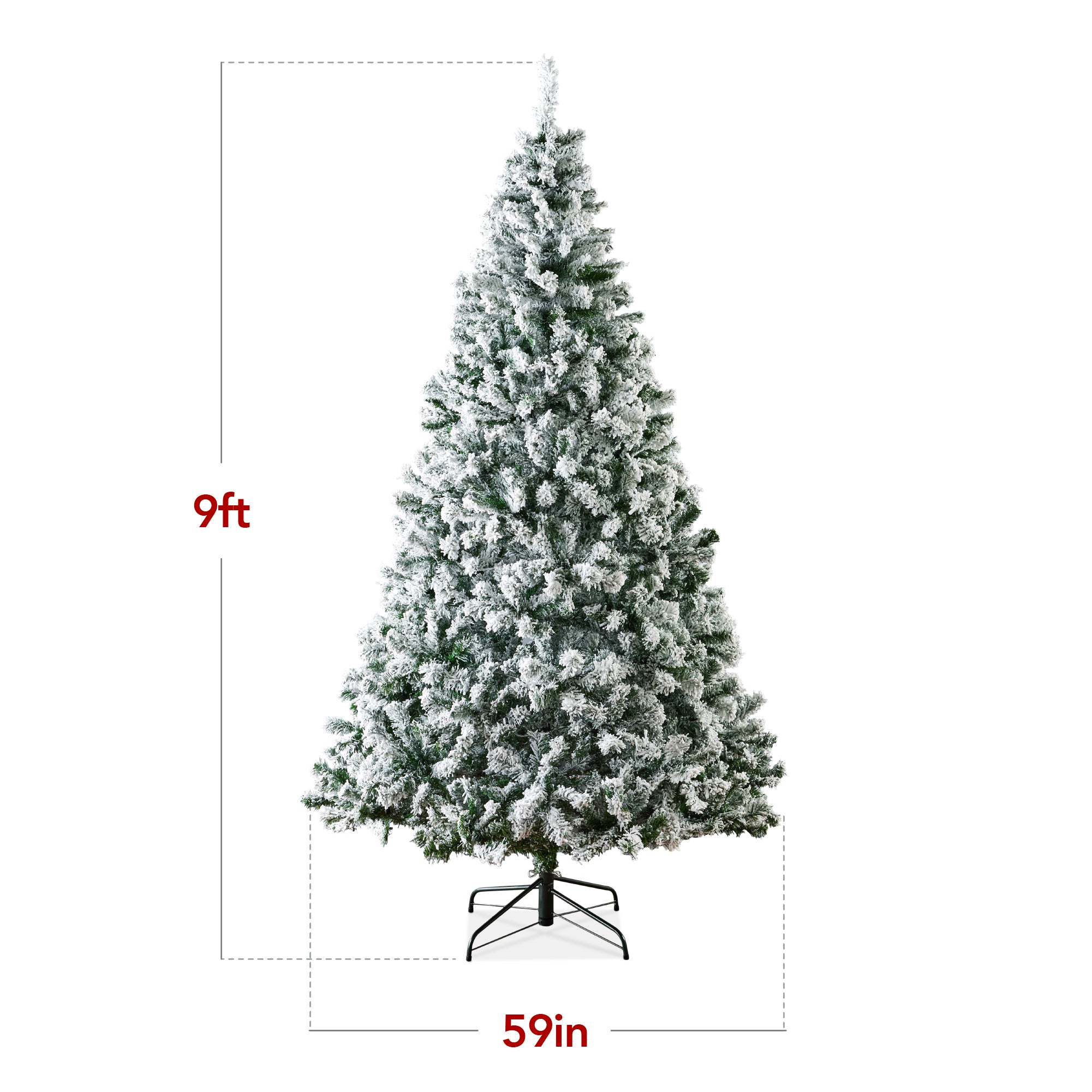 Snow Flocked Artificial Pine Christmas Tree w/ Foldable Metal Base - Image 8
