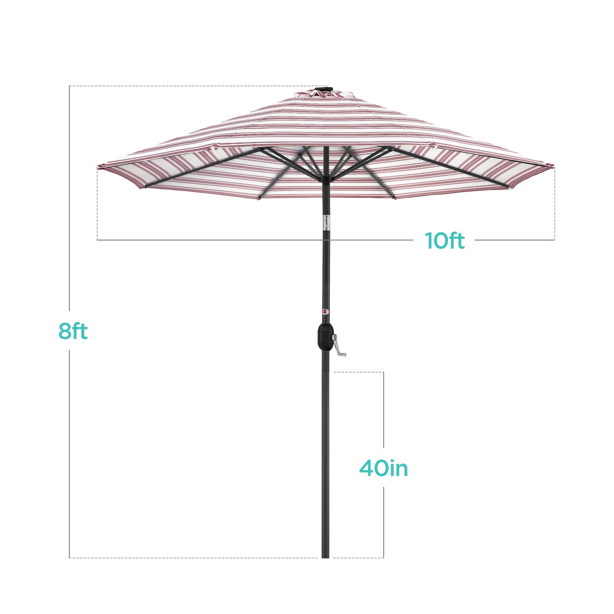 Solar LED Lighted Striped Patio Umbrella w/ Tilt Adjustment - 10ft - Image 28