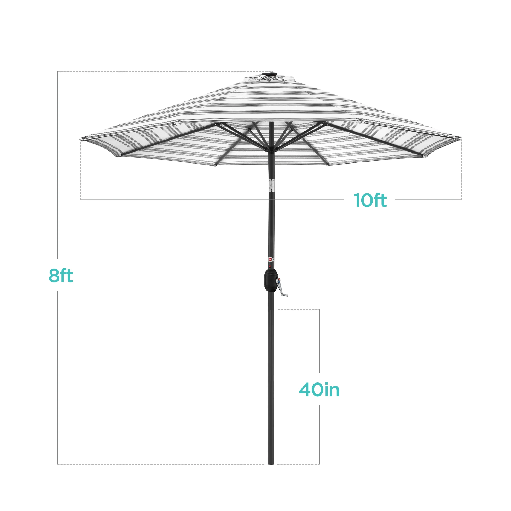 Solar LED Lighted Striped Patio Umbrella w/ Tilt Adjustment - 10ft - Image 42