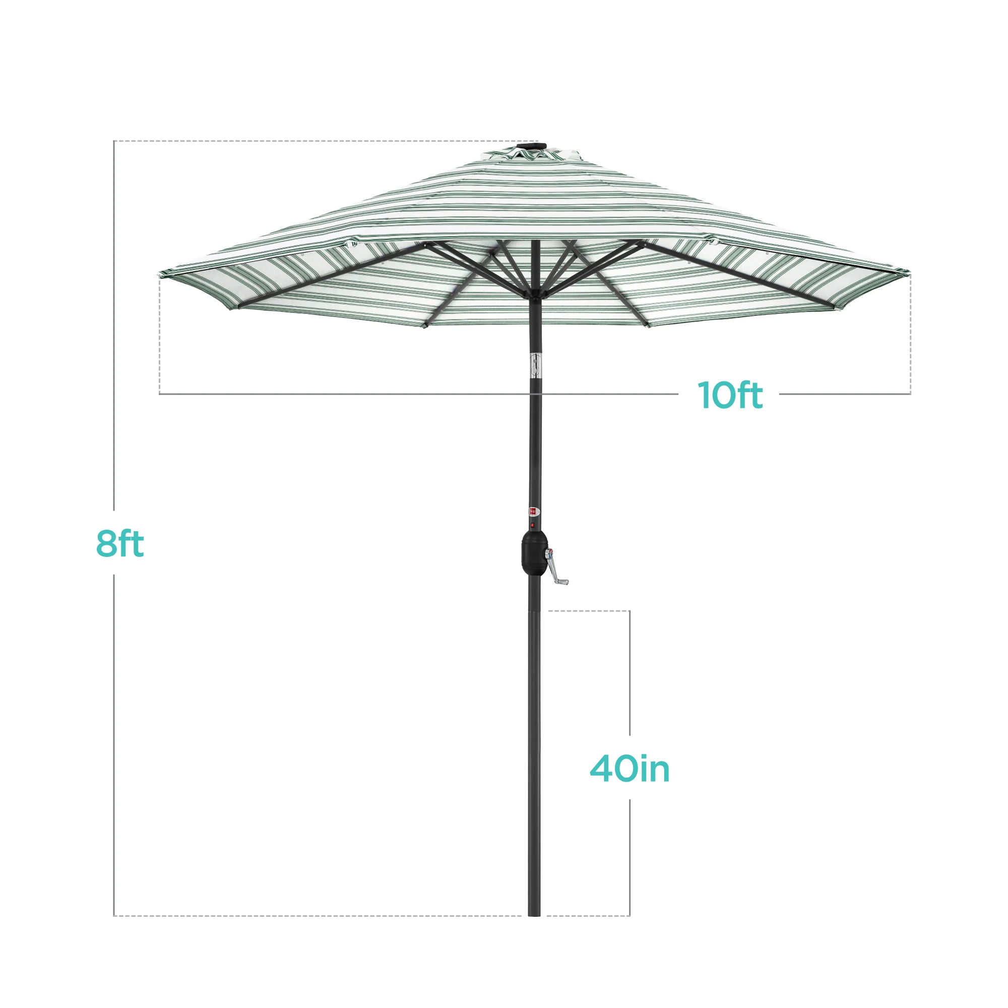 Solar LED Lighted Striped Patio Umbrella w/ Tilt Adjustment - 10ft - Image 7