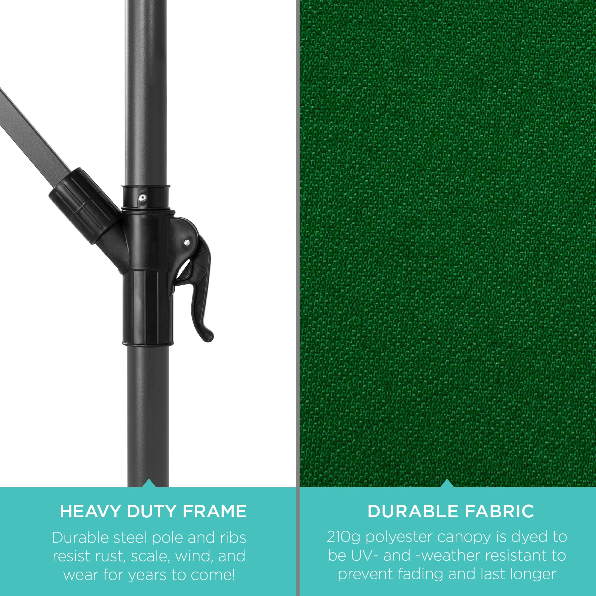 Solar LED Offset Hanging Patio Umbrella w/ Crank Tilt Adjustment - 10ft - Image 13