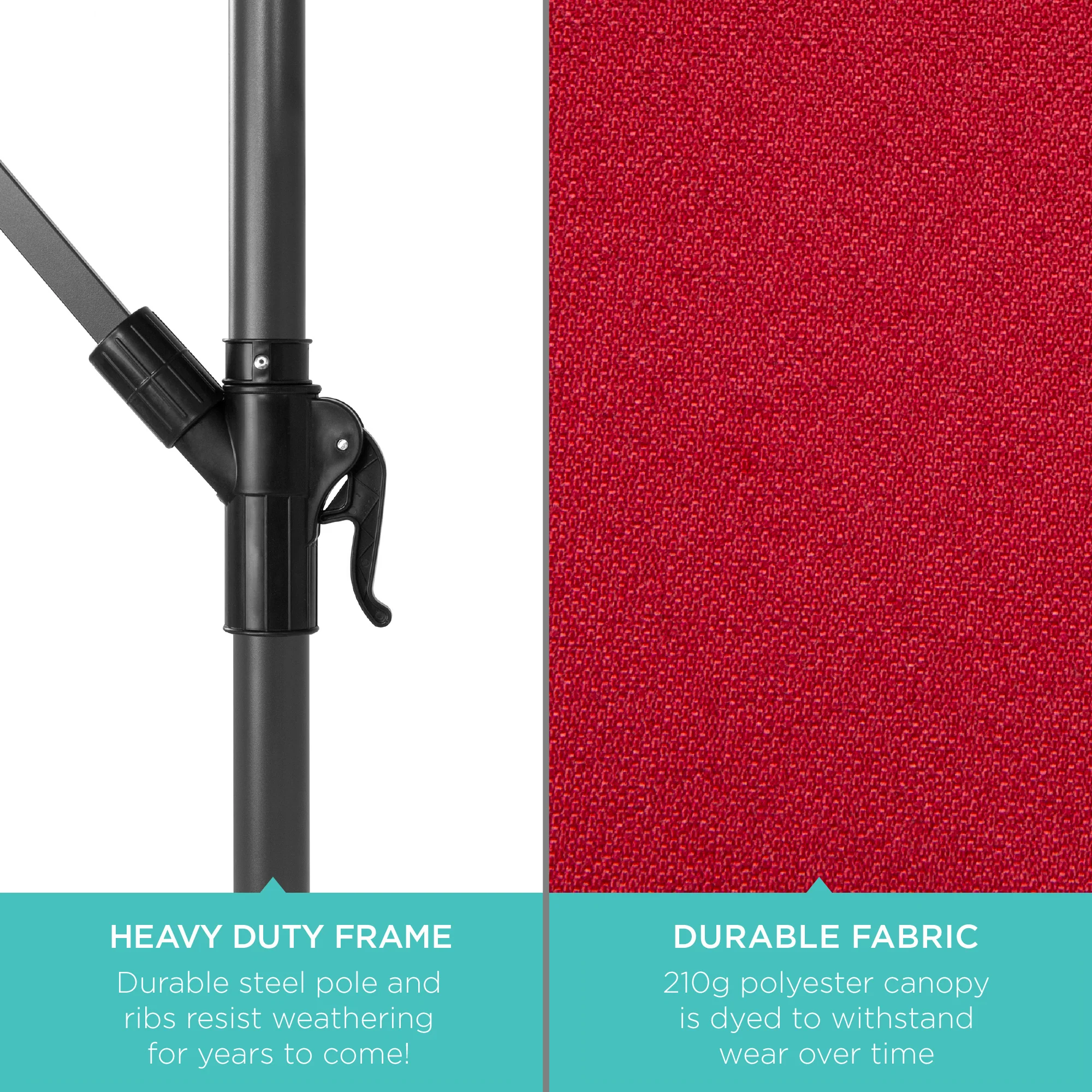Solar LED Offset Hanging Patio Umbrella w/ Crank Tilt Adjustment - 10ft - Image 166