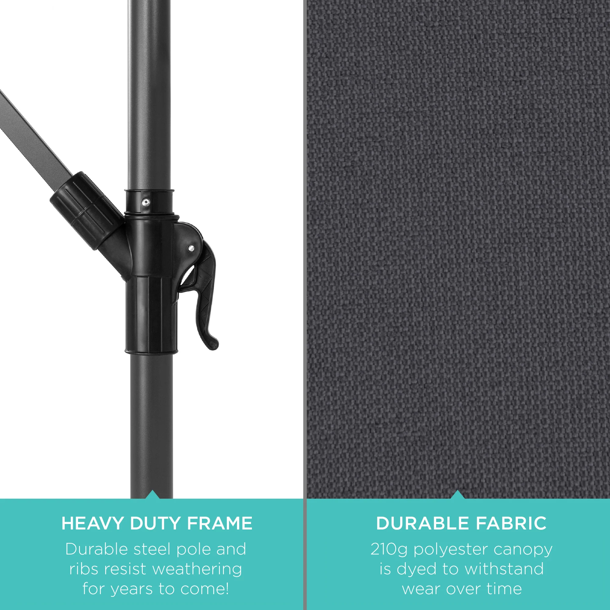 Solar LED Offset Hanging Patio Umbrella w/ Crank Tilt Adjustment - 10ft - Image 20