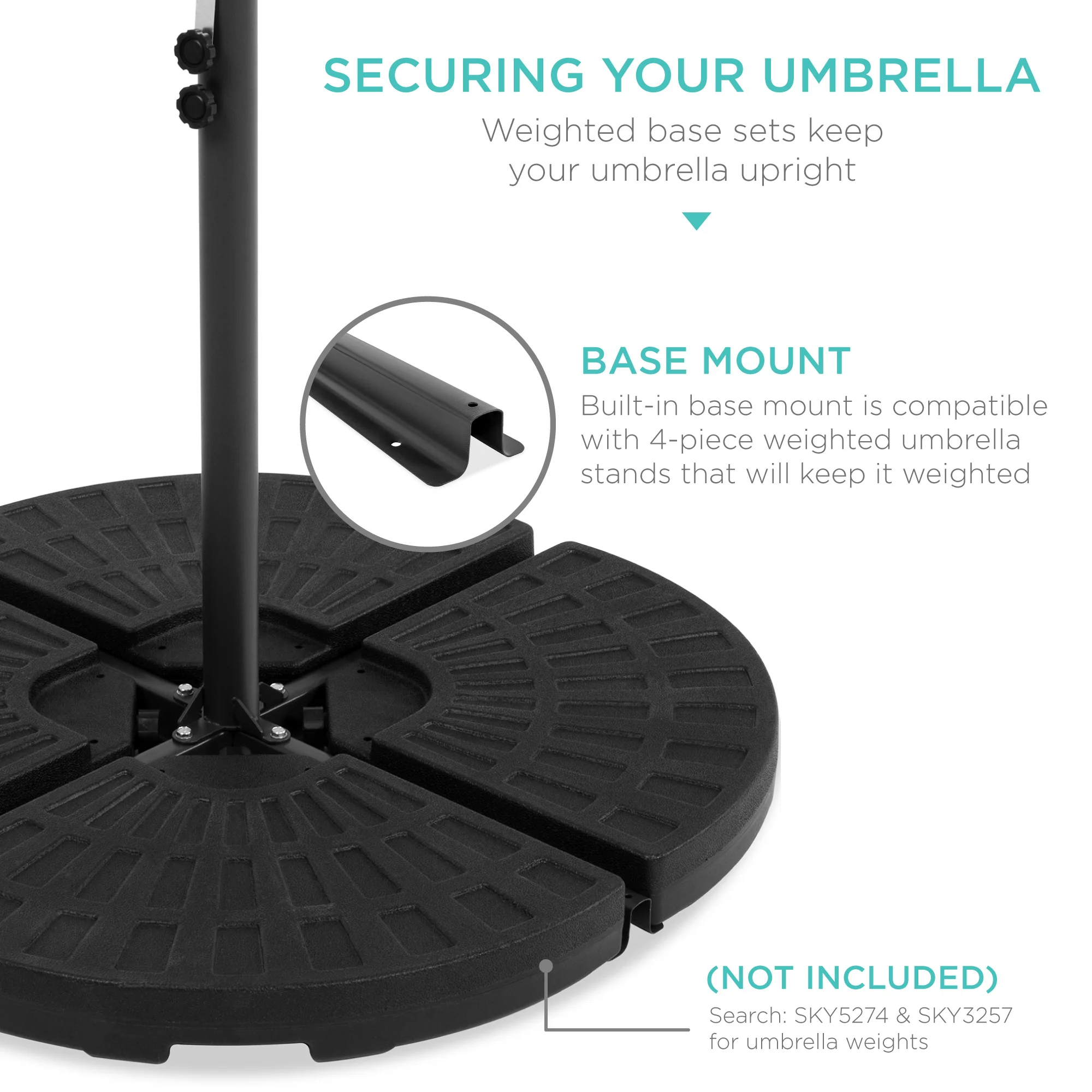 Solar LED Offset Hanging Patio Umbrella w/ Crank Tilt Adjustment - 10ft - Image 33