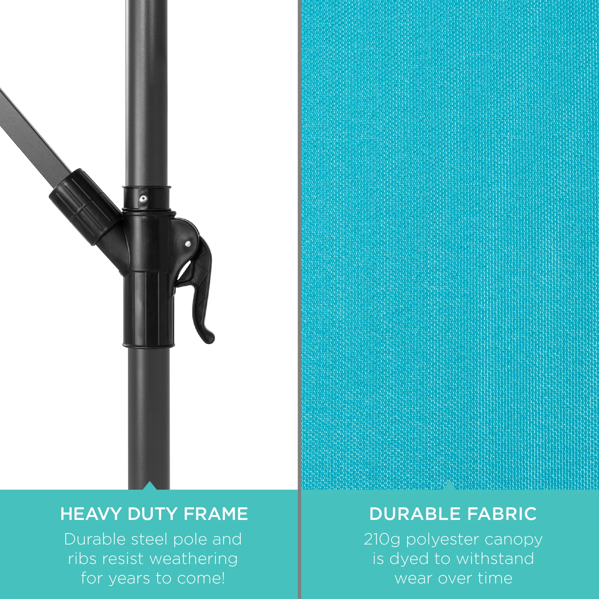 Solar LED Offset Hanging Patio Umbrella w/ Crank Tilt Adjustment - 10ft - Image 6
