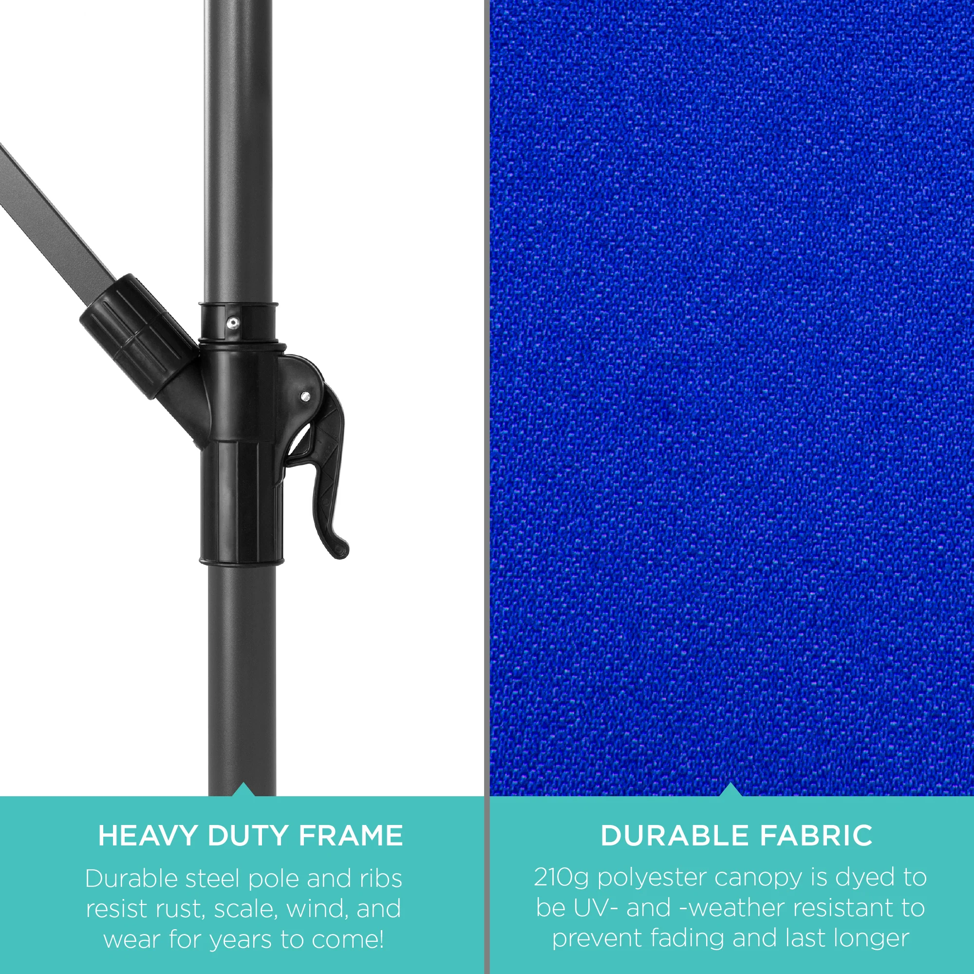 Solar LED Offset Hanging Patio Umbrella w/ Crank Tilt Adjustment - 10ft - Image 76