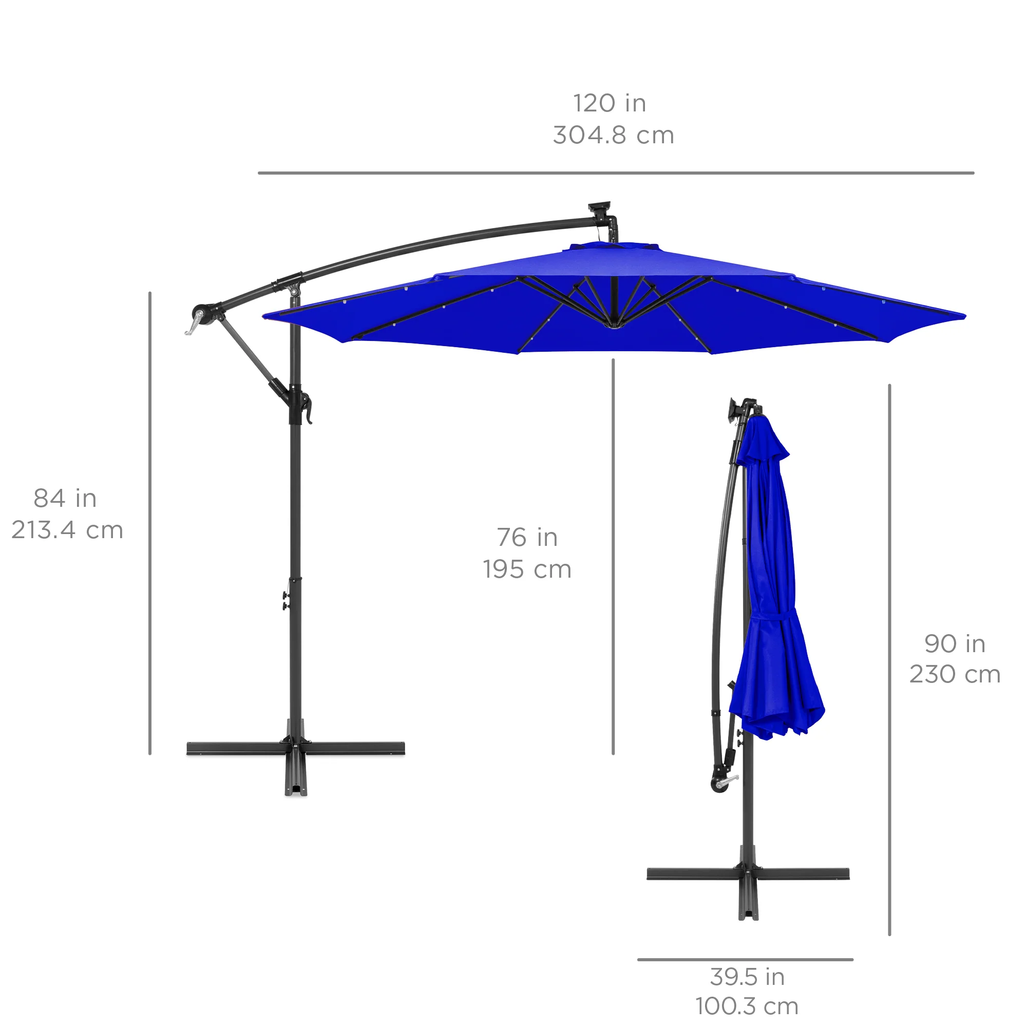 Solar LED Offset Hanging Patio Umbrella w/ Crank Tilt Adjustment - 10ft - Image 77