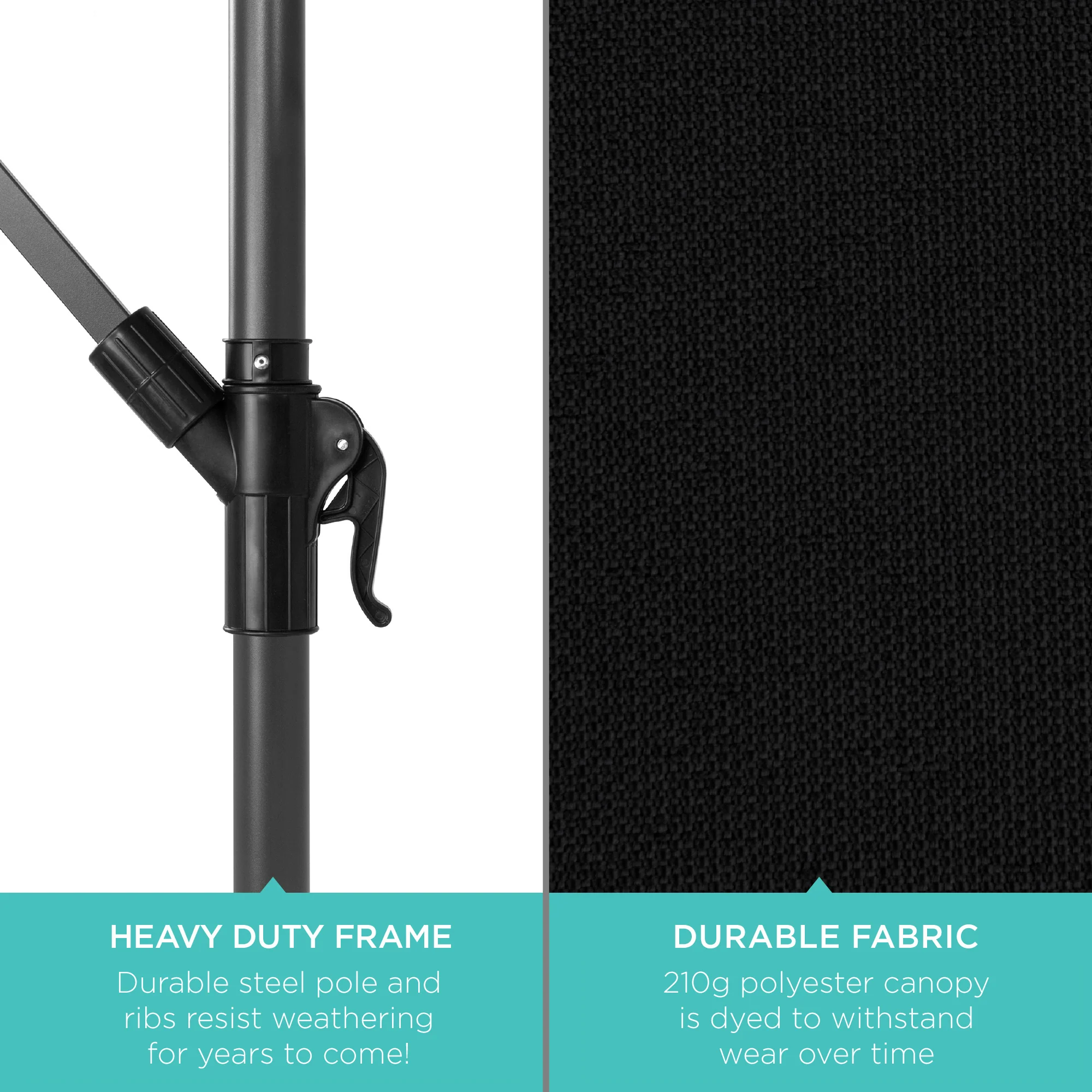 Solar LED Offset Hanging Patio Umbrella w/ Crank Tilt Adjustment - 10ft - Image 82