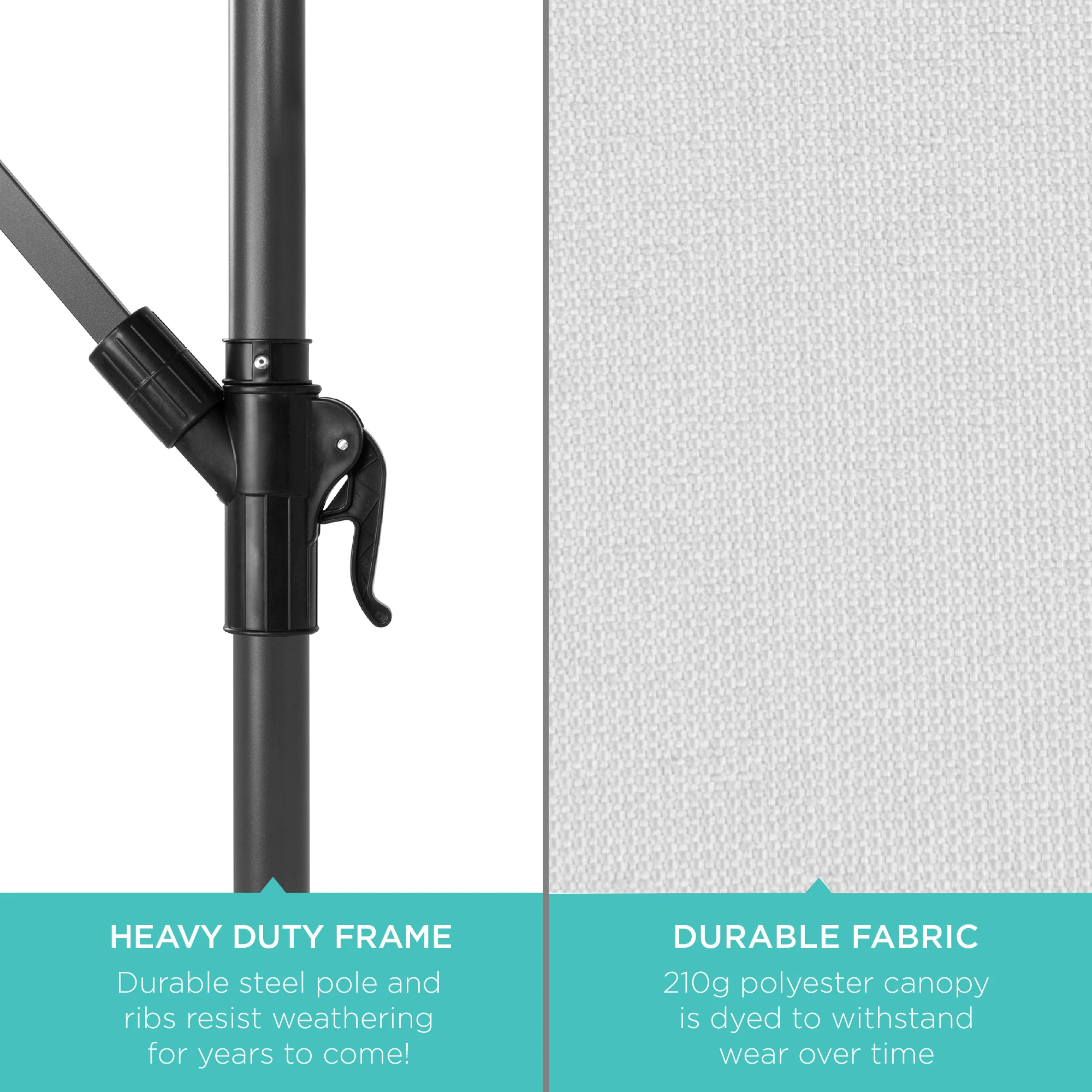 Solar LED Offset Hanging Patio Umbrella w/ Crank Tilt Adjustment - 10ft - Image 89