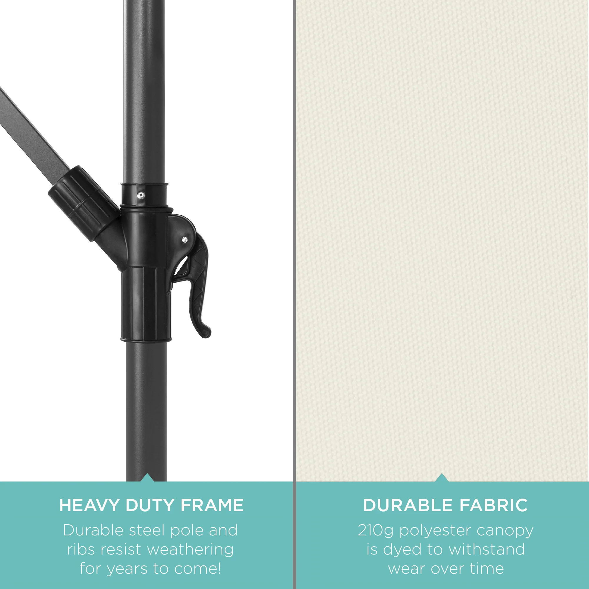 Solar LED Offset Hanging Patio Umbrella w/ Crank Tilt Adjustment - 10ft - Image 96