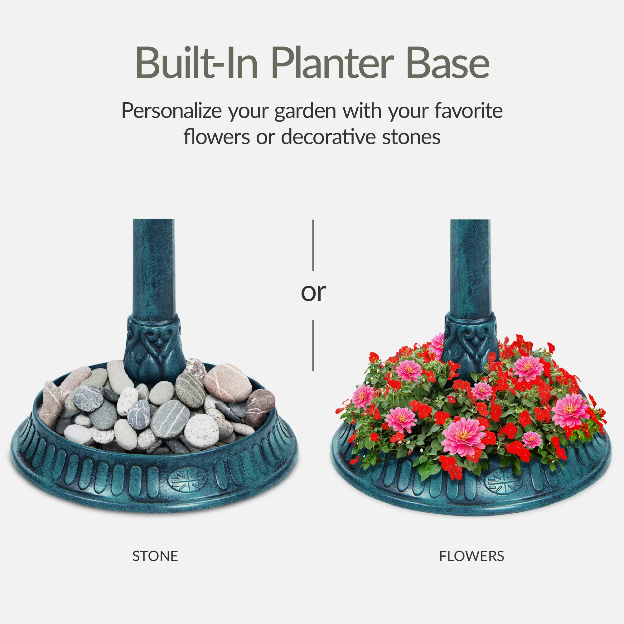 Solar Lighted Outdoor Pedestal Bird Bath w/ Planter, Decorative Bird Cage - Image 33