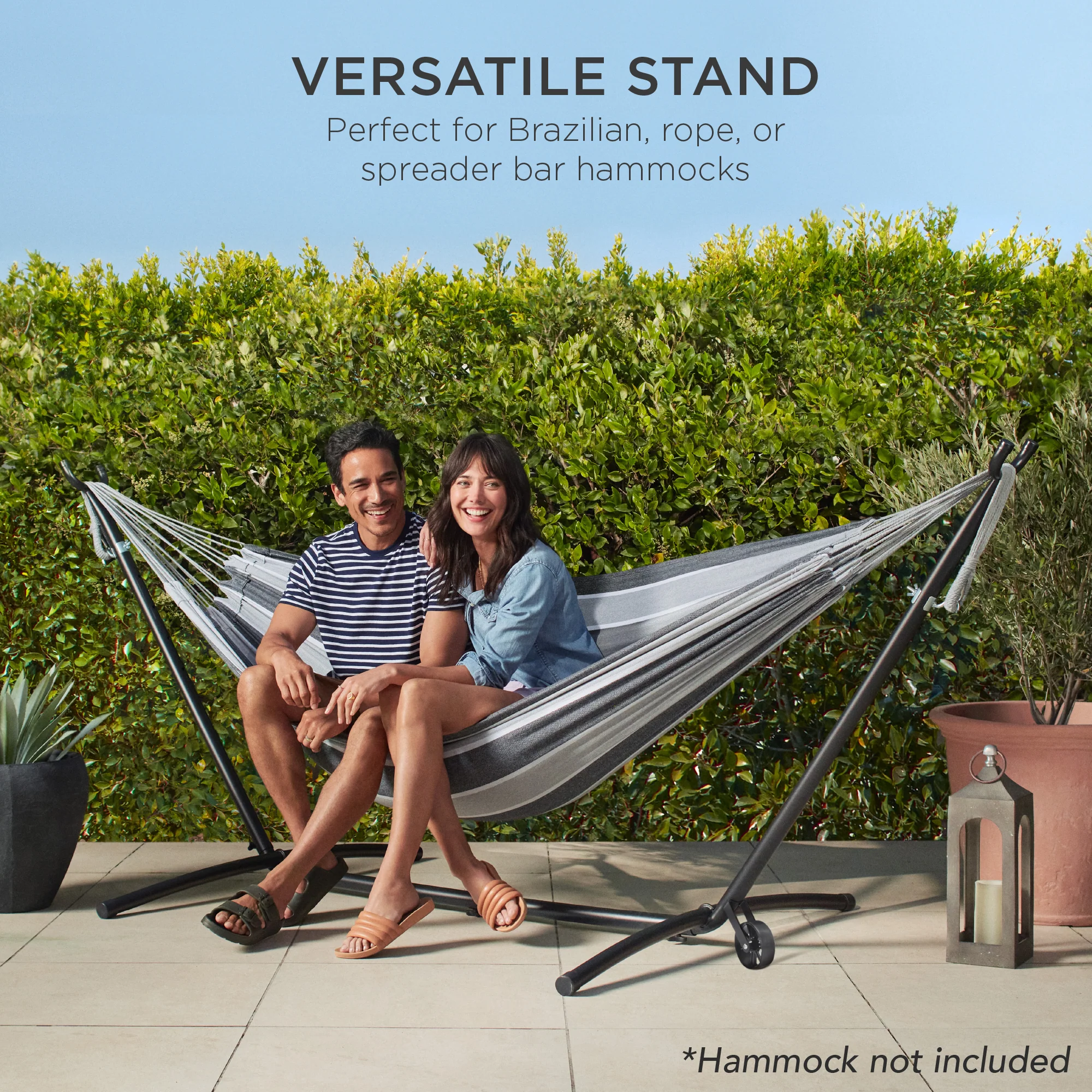 Portable Heavy-Duty Steel Hammock Stand w/ Built-In Wheel, Case - 9ft - Image 5