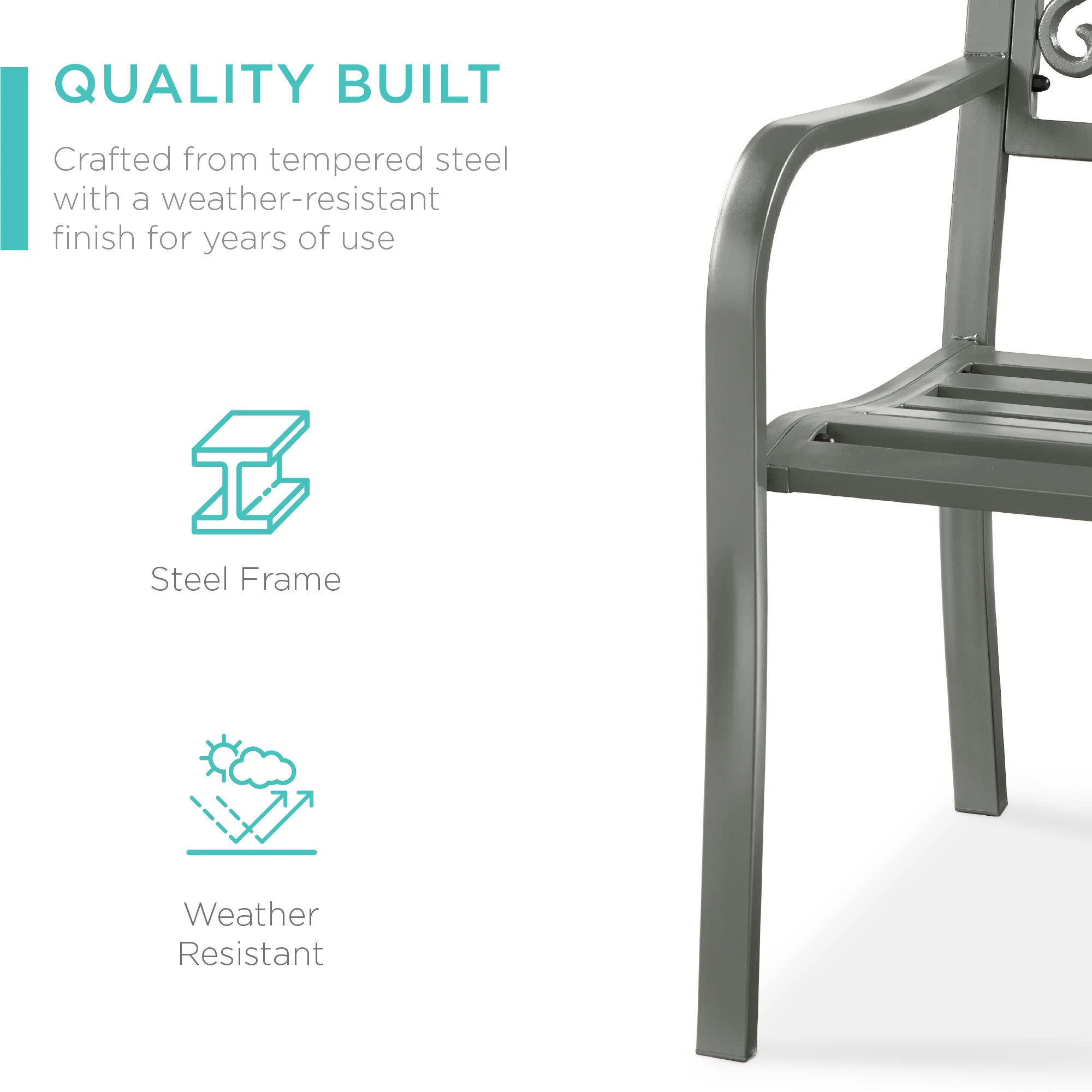Steel Bench for Outdoor, Patio, Garden w/ Floral Design - 50in - Image 102