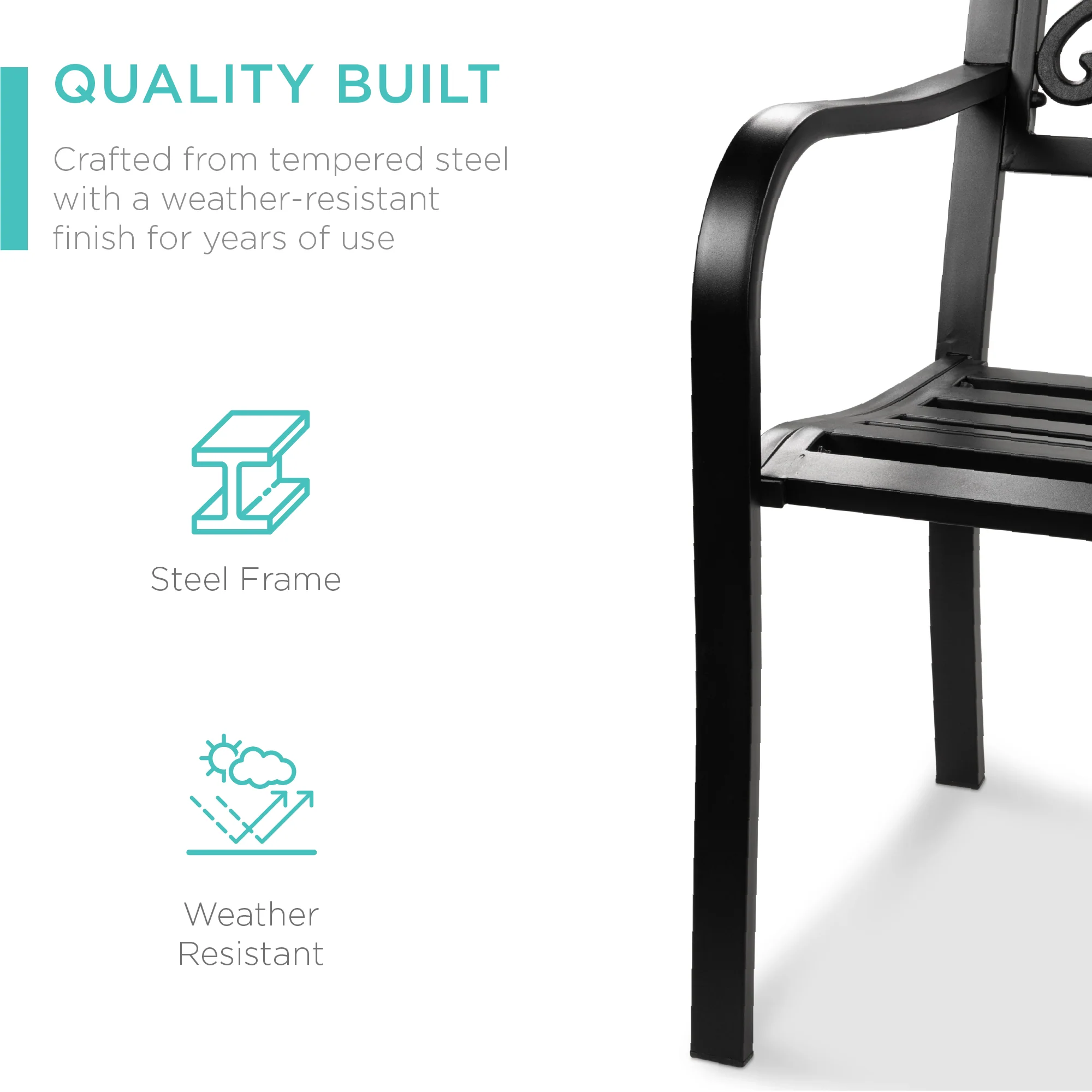 Steel Bench for Outdoor, Patio, Garden w/ Floral Design - 50in - Image 108