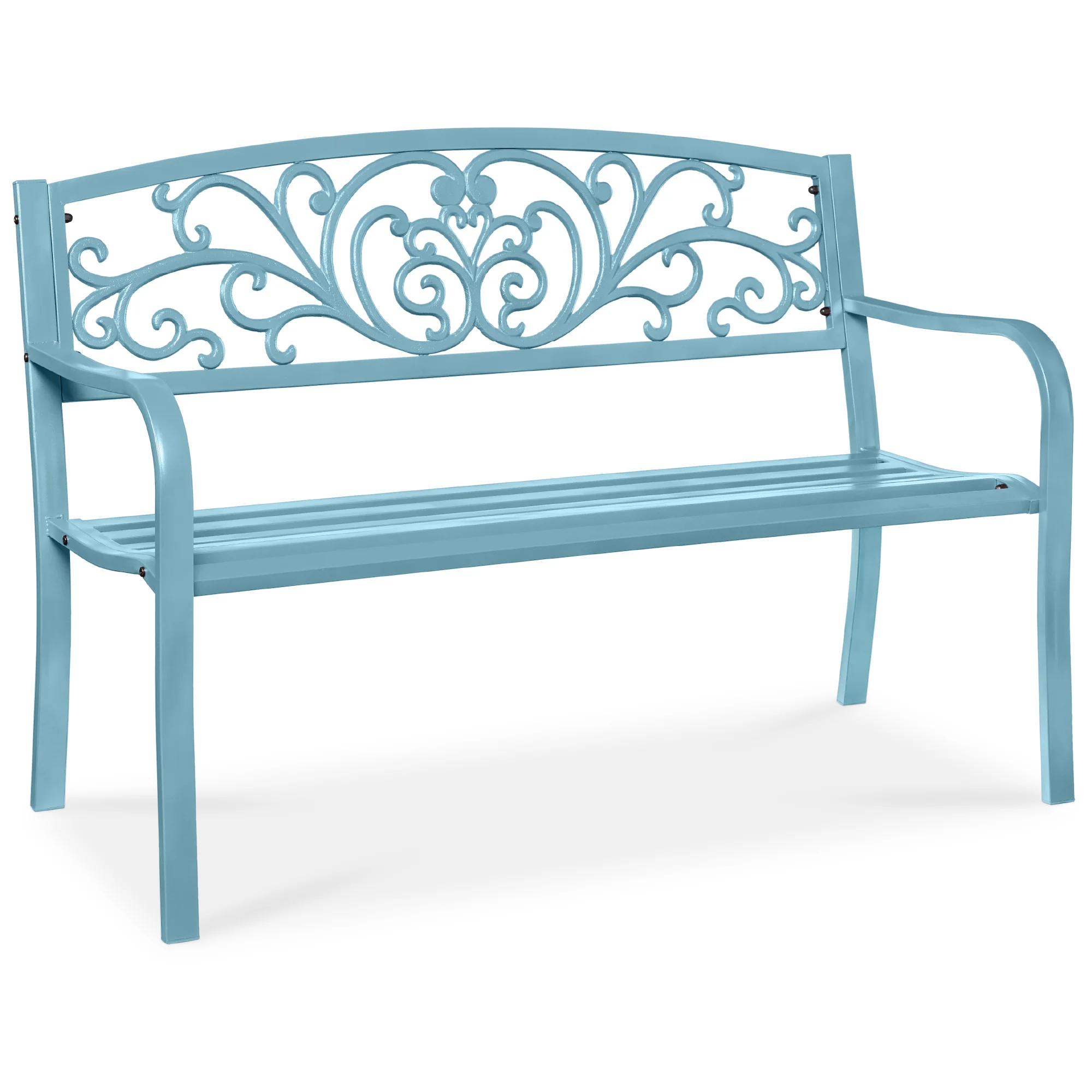 Steel Bench for Outdoor, Patio, Garden w/ Floral Design - 50in - Image 113