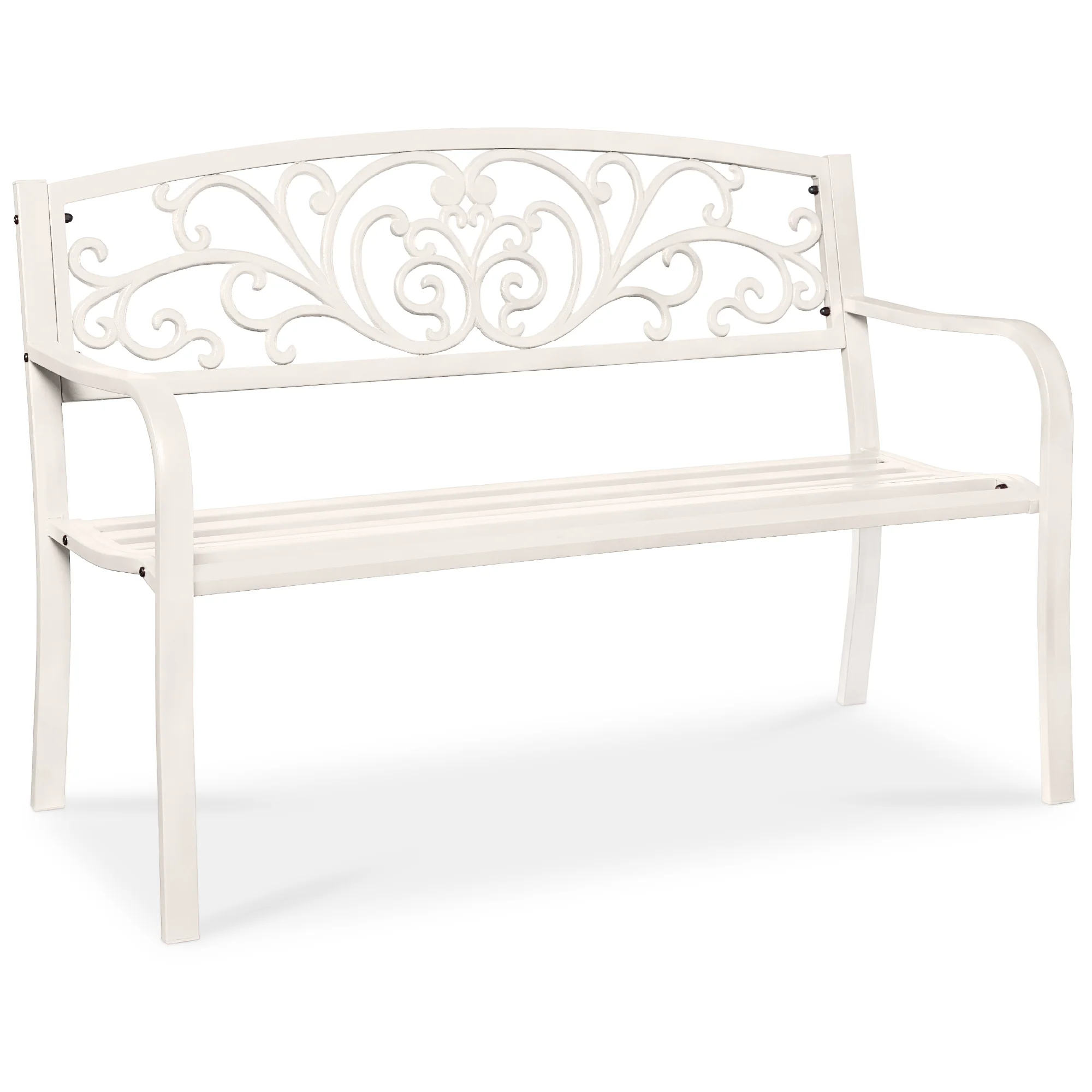 Steel Bench for Outdoor, Patio, Garden w/ Floral Design - 50in - Image 15