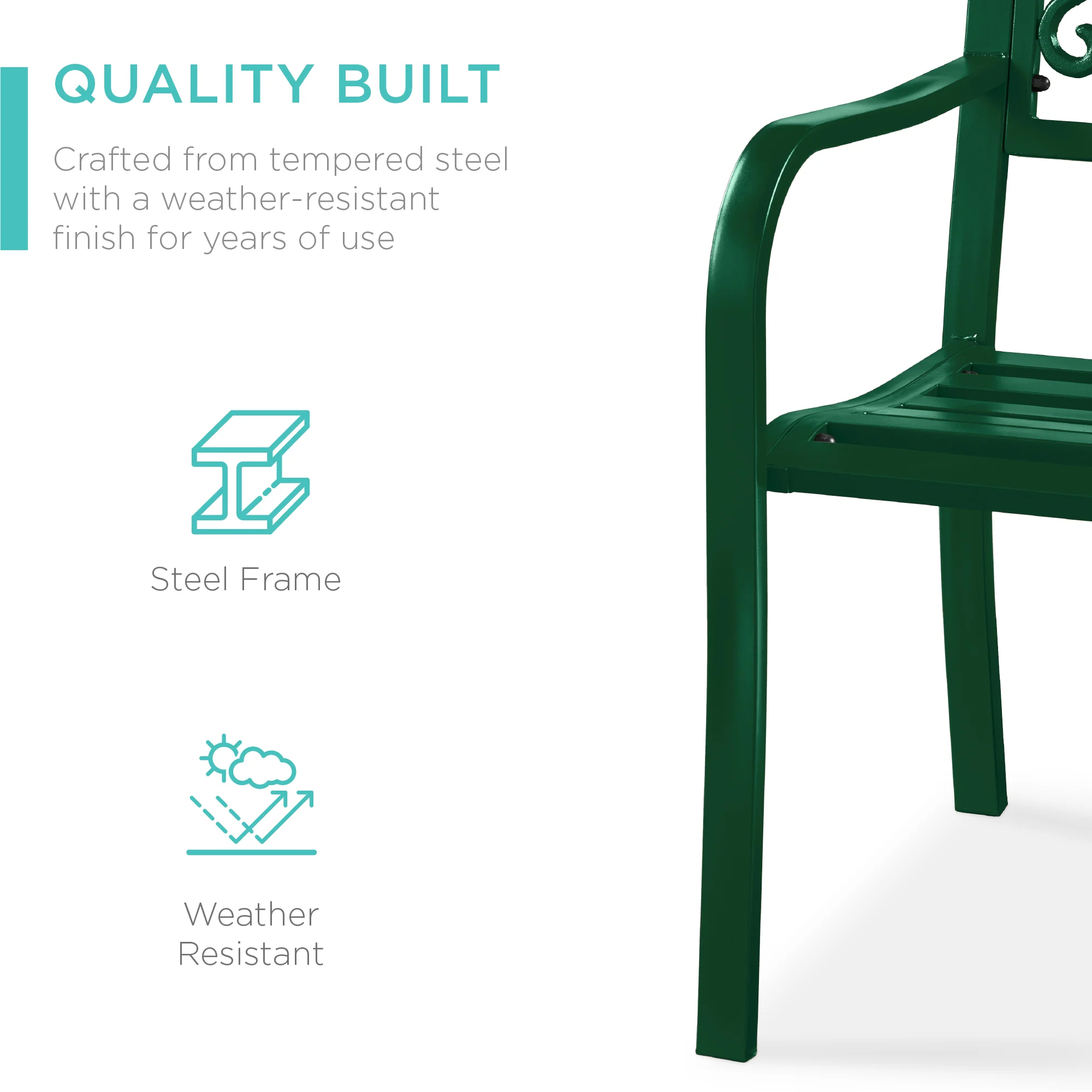 Steel Bench for Outdoor, Patio, Garden w/ Floral Design - 50in - Image 39