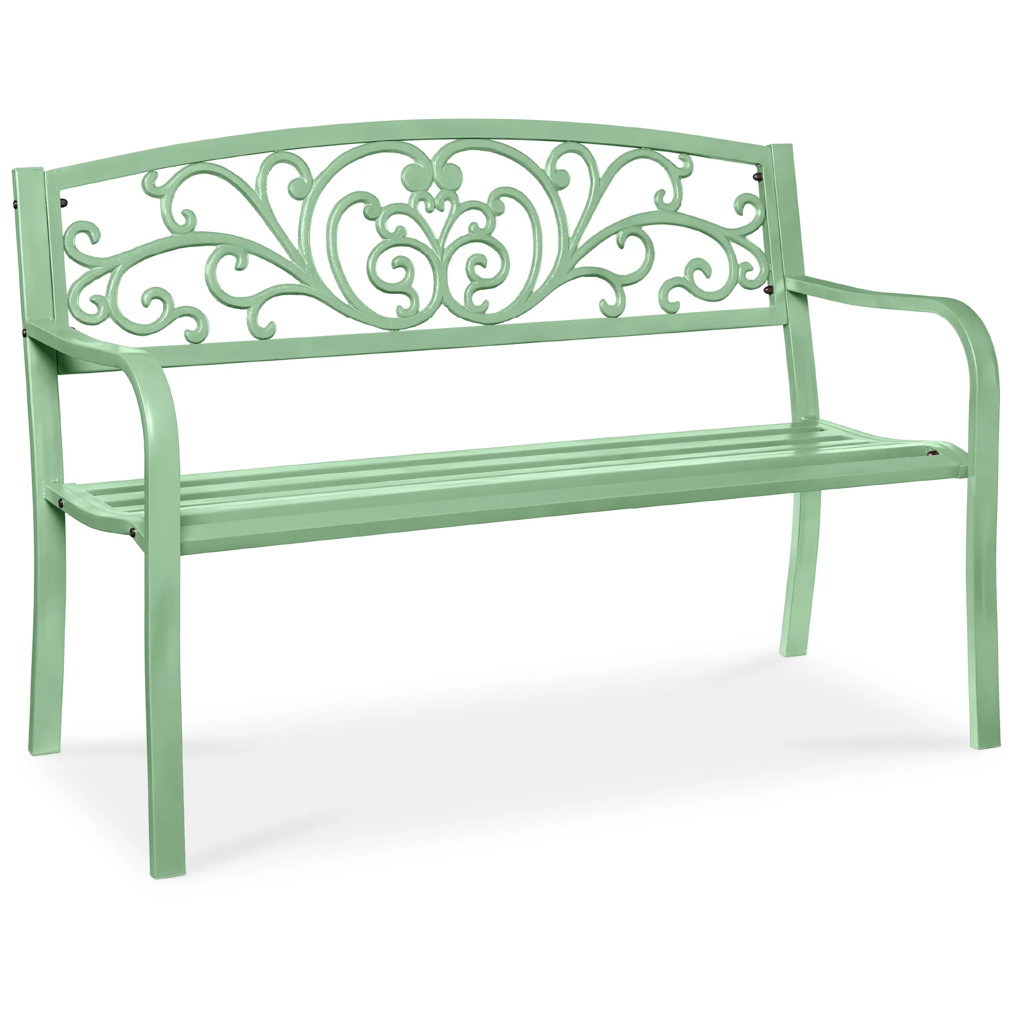 Steel Bench for Outdoor, Patio, Garden w/ Floral Design - 50in - Image 43
