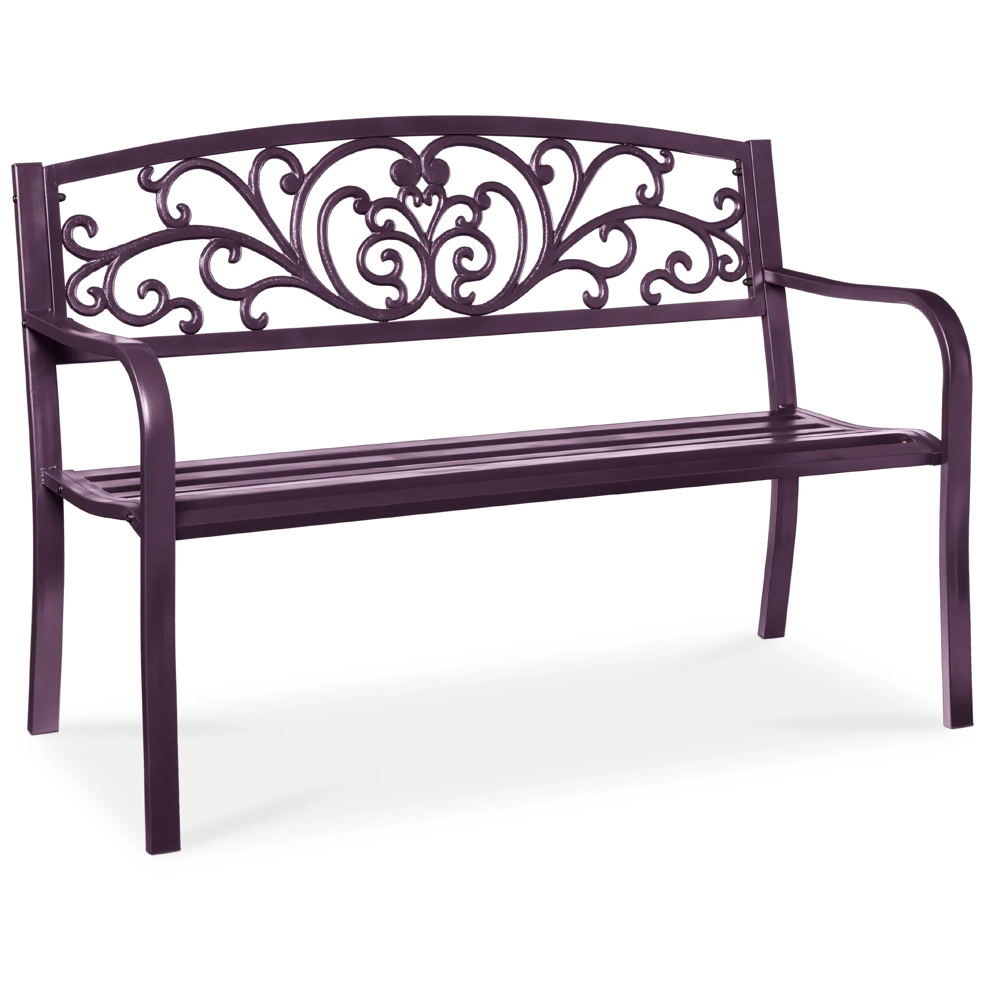 Steel Bench for Outdoor, Patio, Garden w/ Floral Design - 50in - Image 71