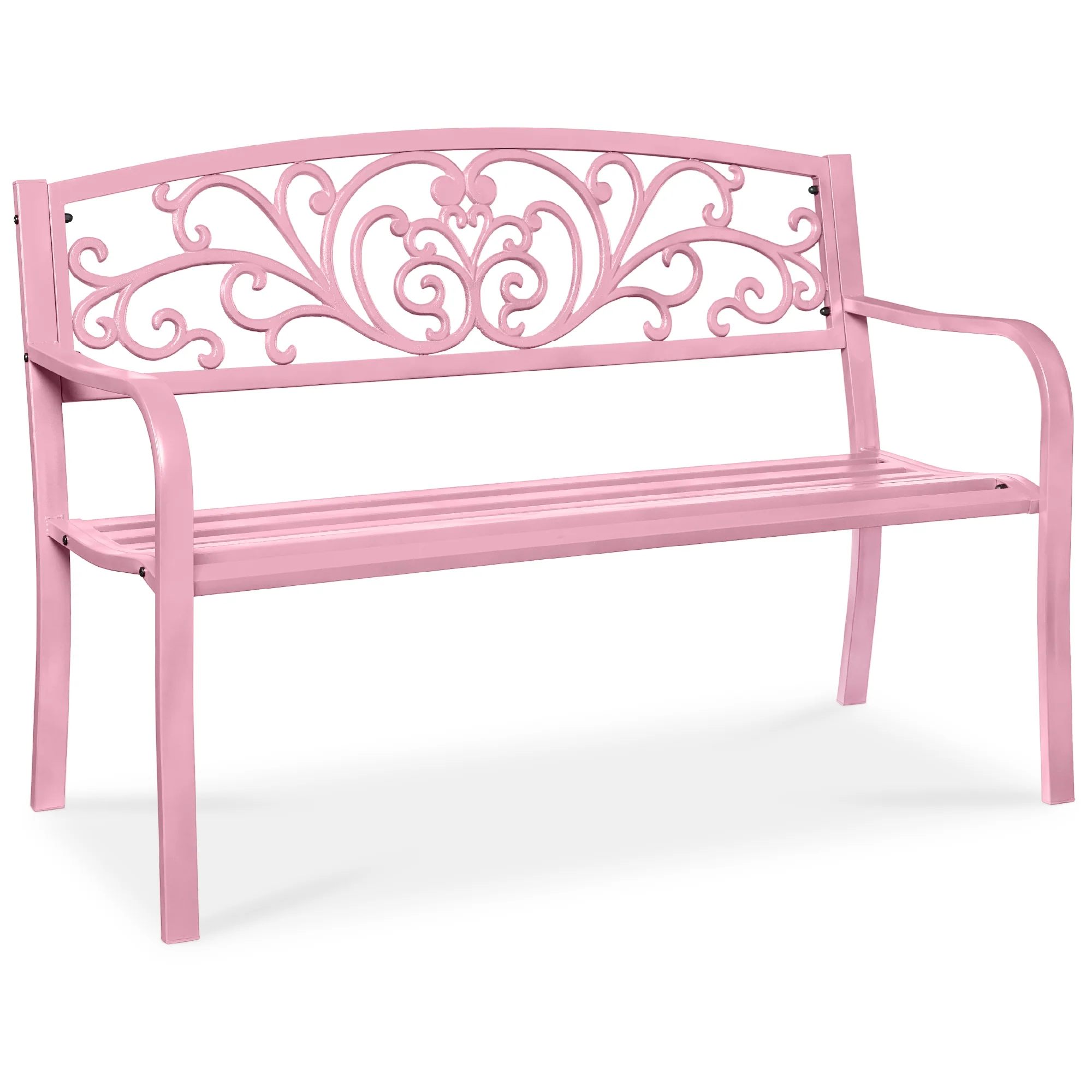 Steel Bench for Outdoor, Patio, Garden w/ Floral Design - 50in - Image 78