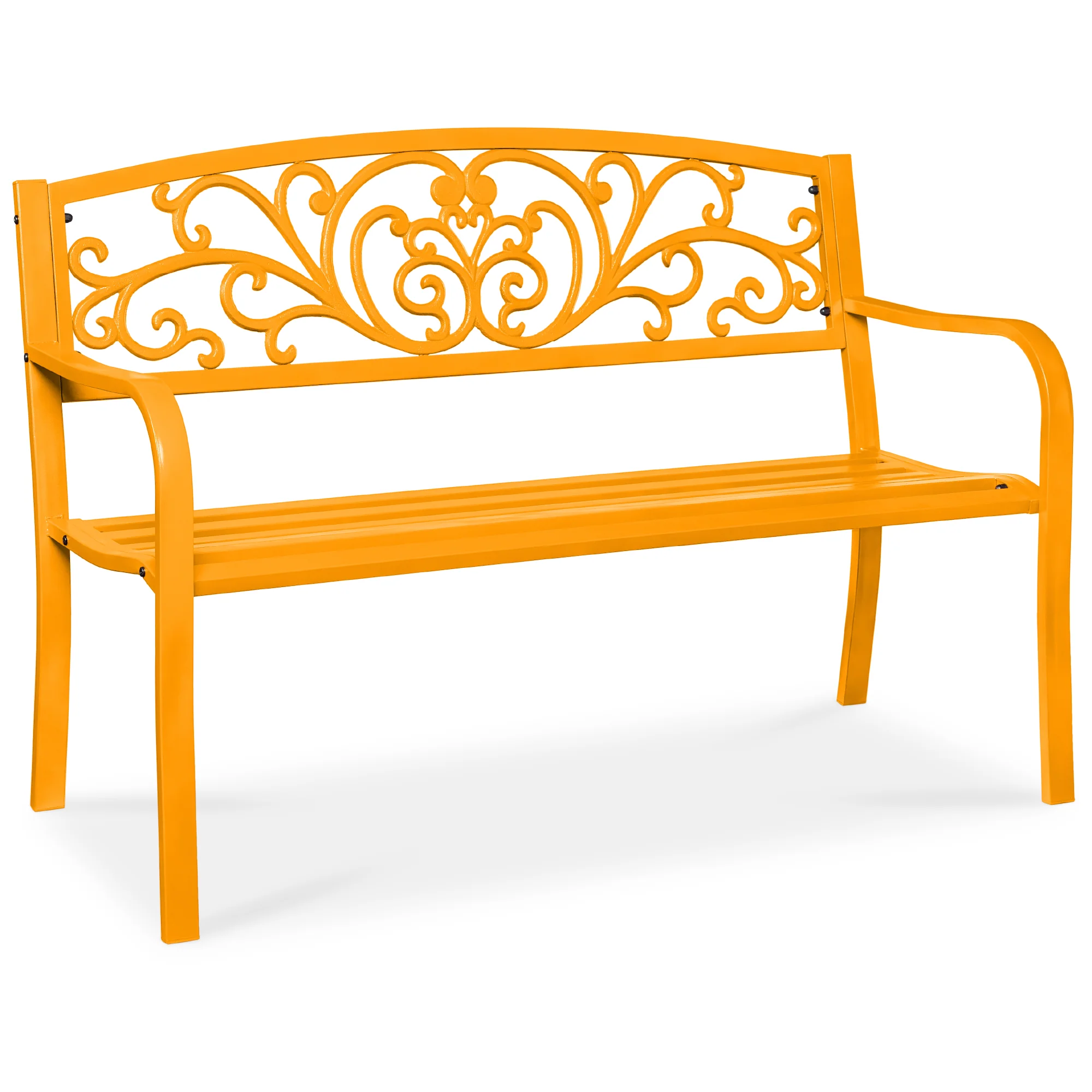 Steel Bench for Outdoor, Patio, Garden w/ Floral Design - 50in - Image 8