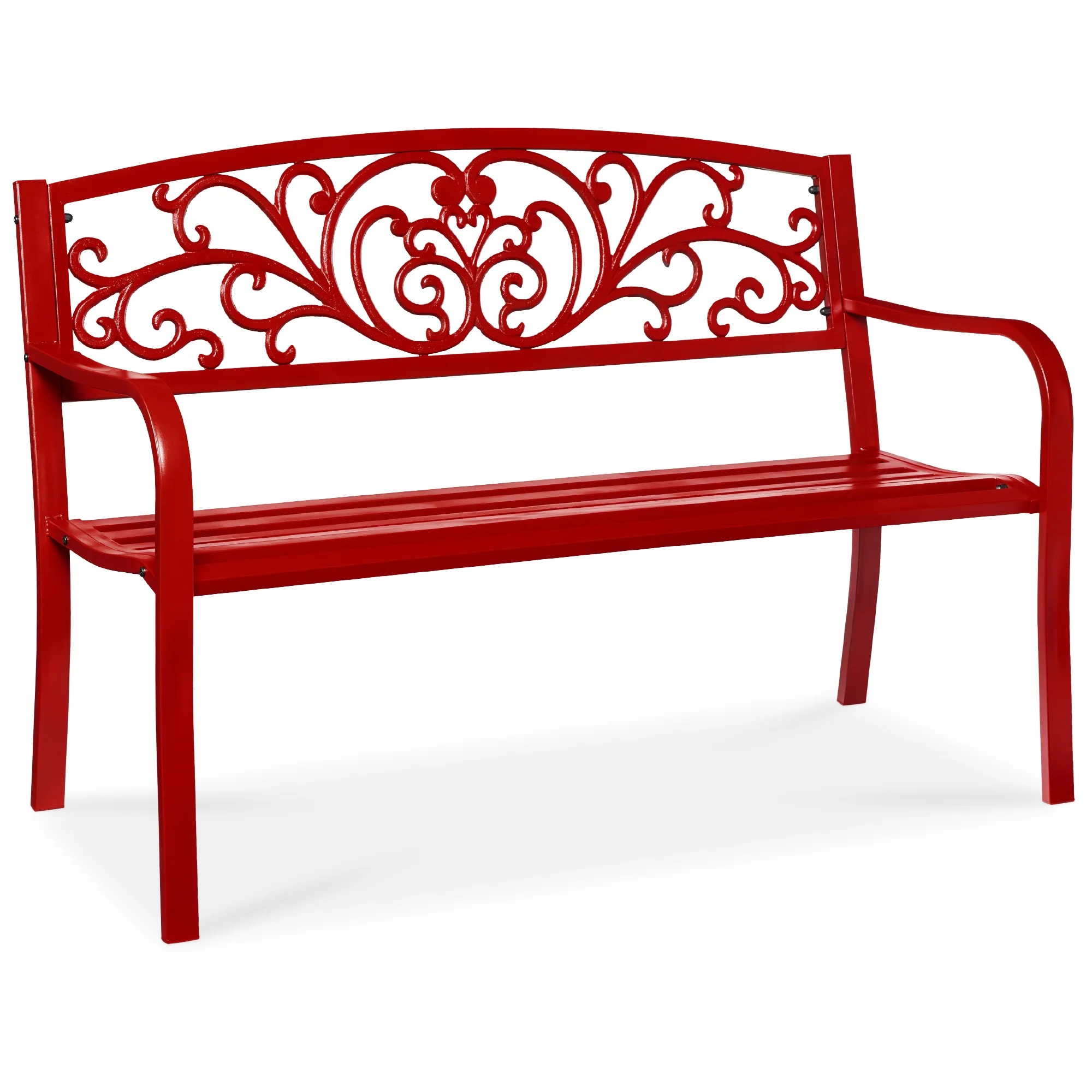 Steel Bench for Outdoor, Patio, Garden w/ Floral Design - 50in - Image 85