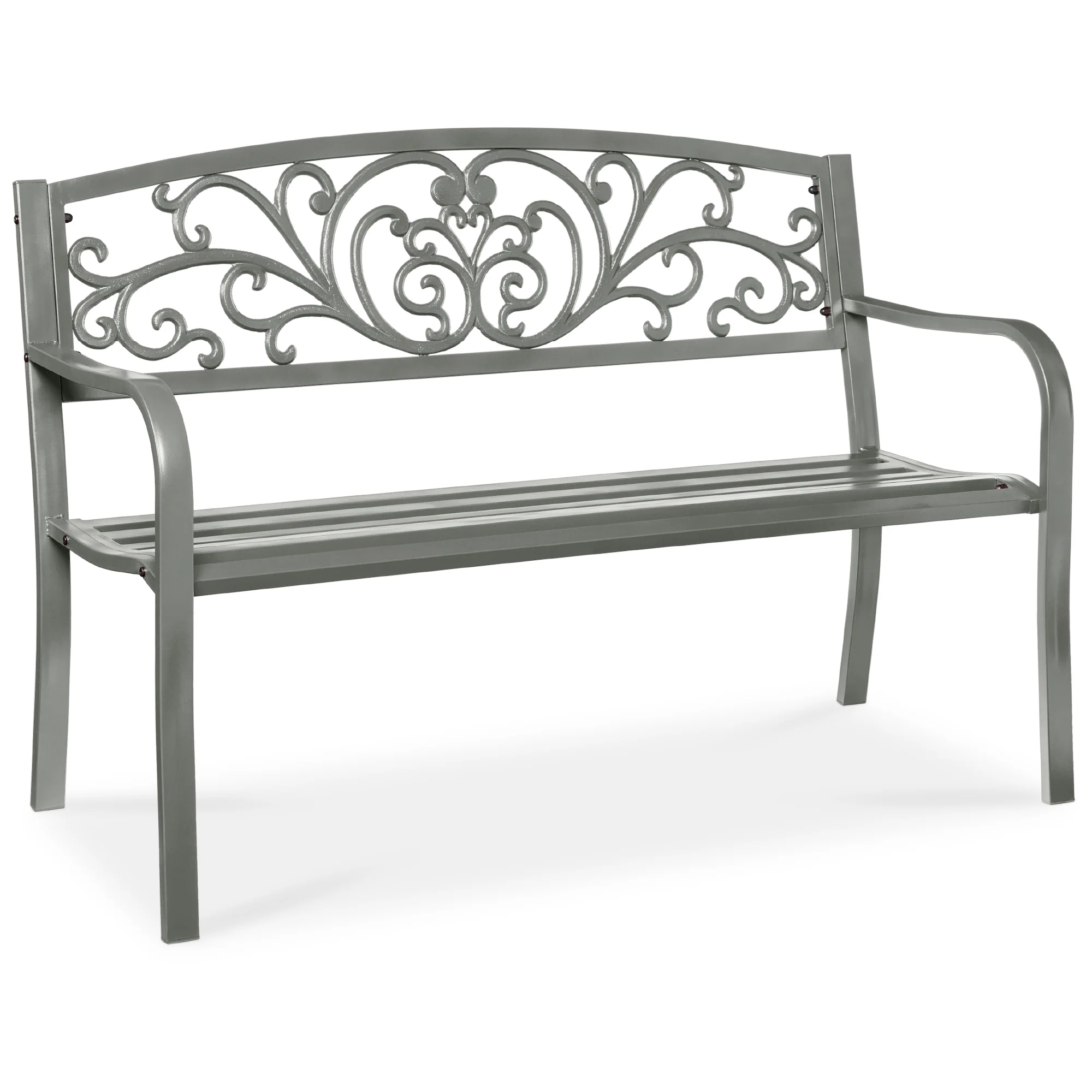 Steel Bench for Outdoor, Patio, Garden w/ Floral Design - 50in - Image 99