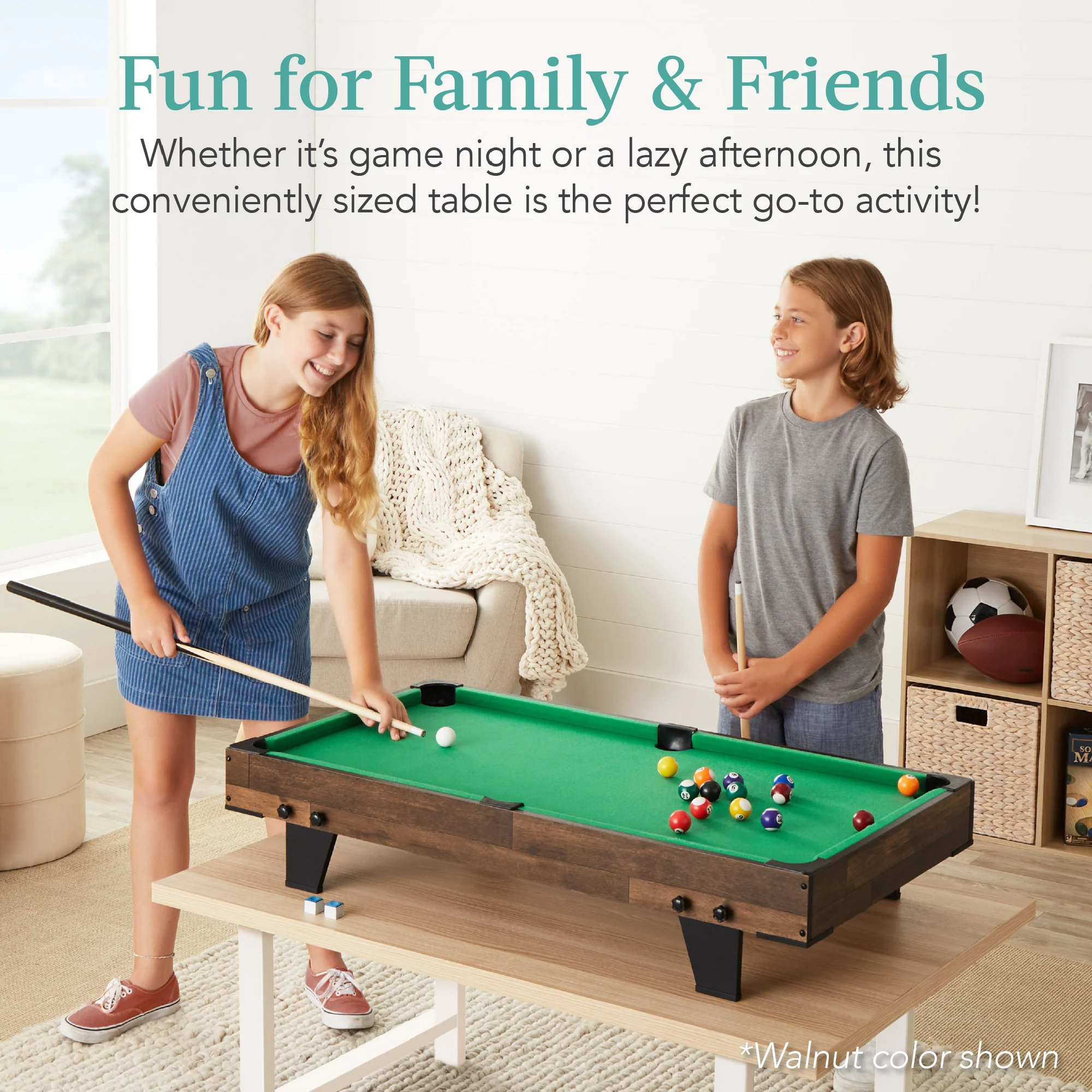 Tabletop Billiard Set, Pool Arcade Game Table w/ 2 Cues, Storage Bag - 40in - Image 10