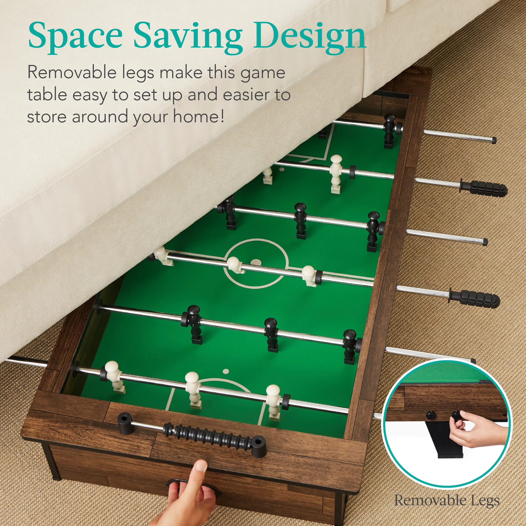 Tabletop Foosball Table, Arcade Table Soccer w/ 2 Balls - 40in - Image 12