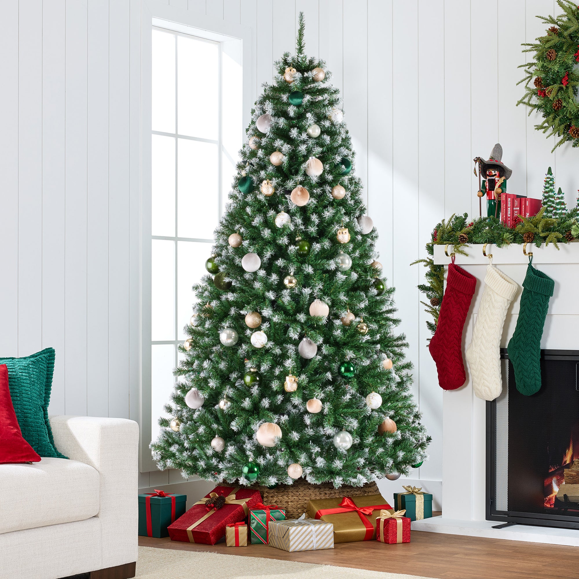 Unlit Frosted Artificial Green Spruce Christmas Tree, w/Easy Assembly - Image 3