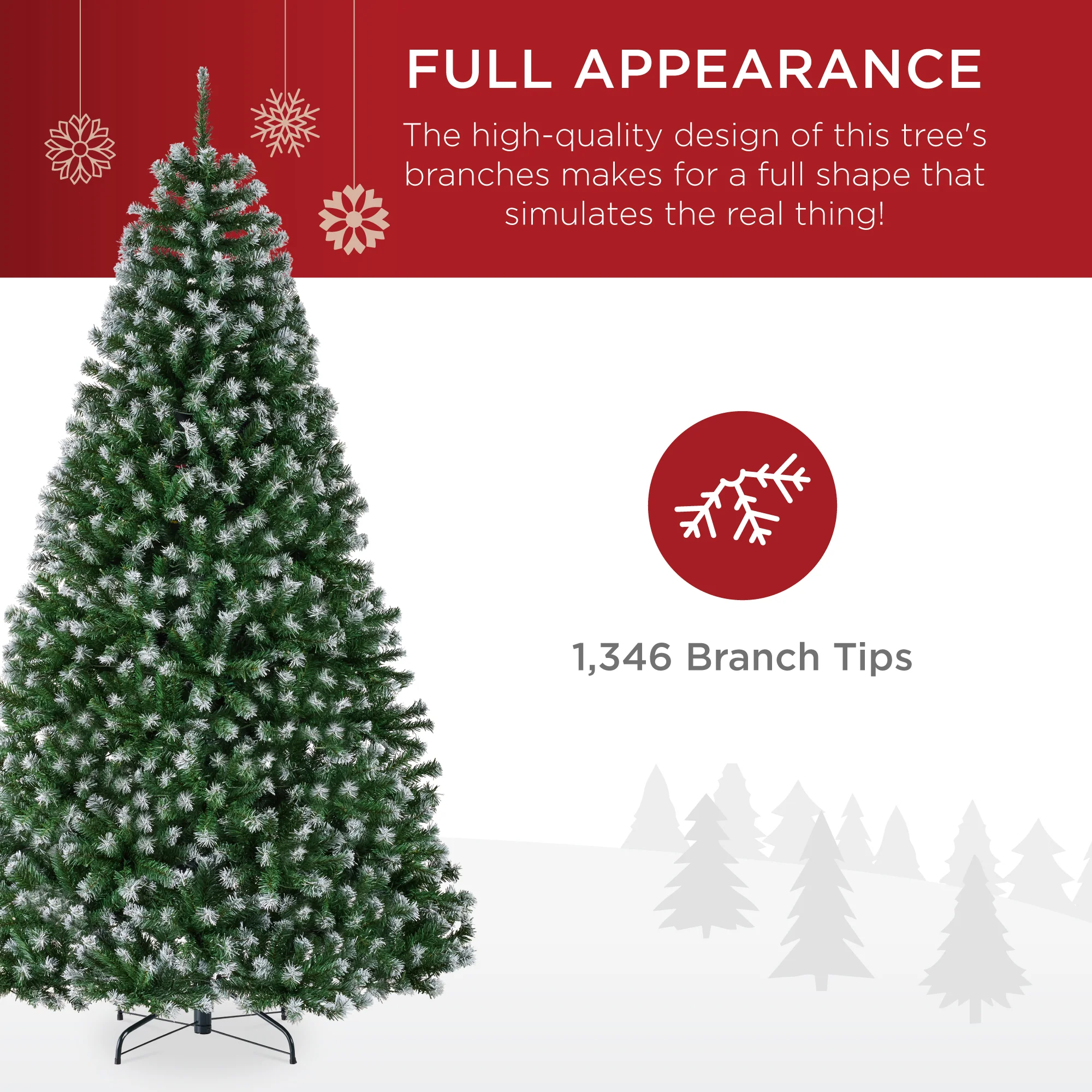 Unlit Frosted Artificial Green Spruce Christmas Tree, w/Easy Assembly - Image 4