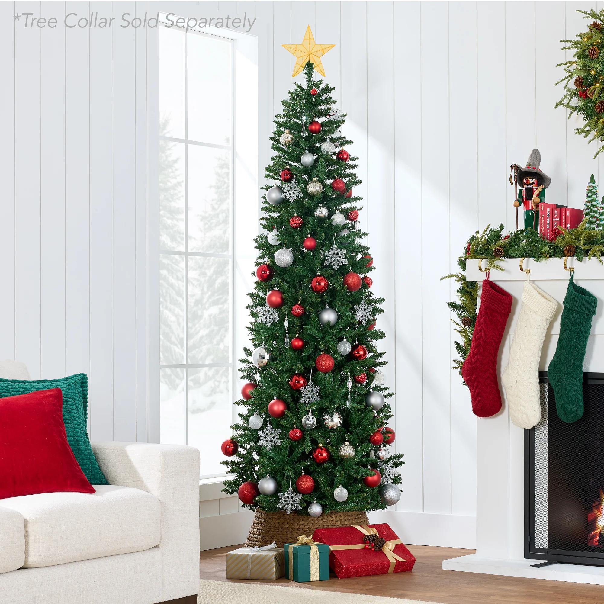 Unlit Spruce Pencil Christmas Tree w/ Folding Metal Base - Image 2