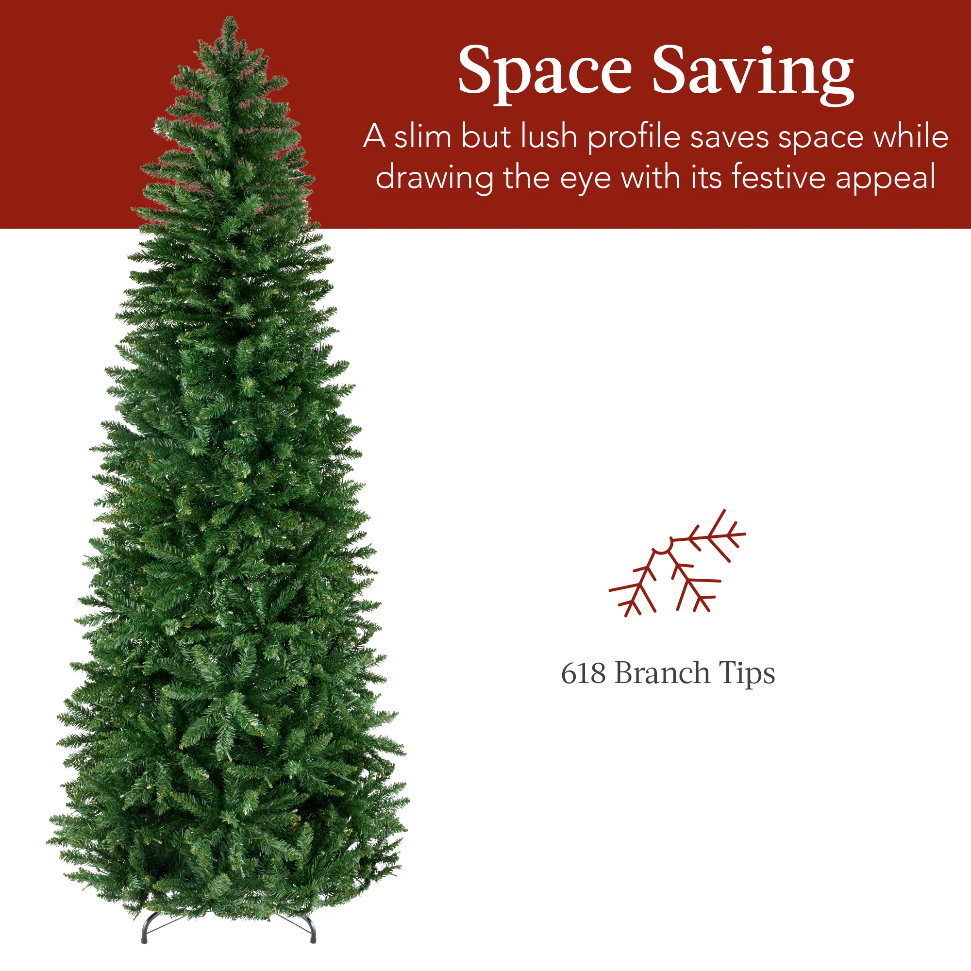 Unlit Spruce Pencil Christmas Tree w/ Folding Metal Base - Image 5