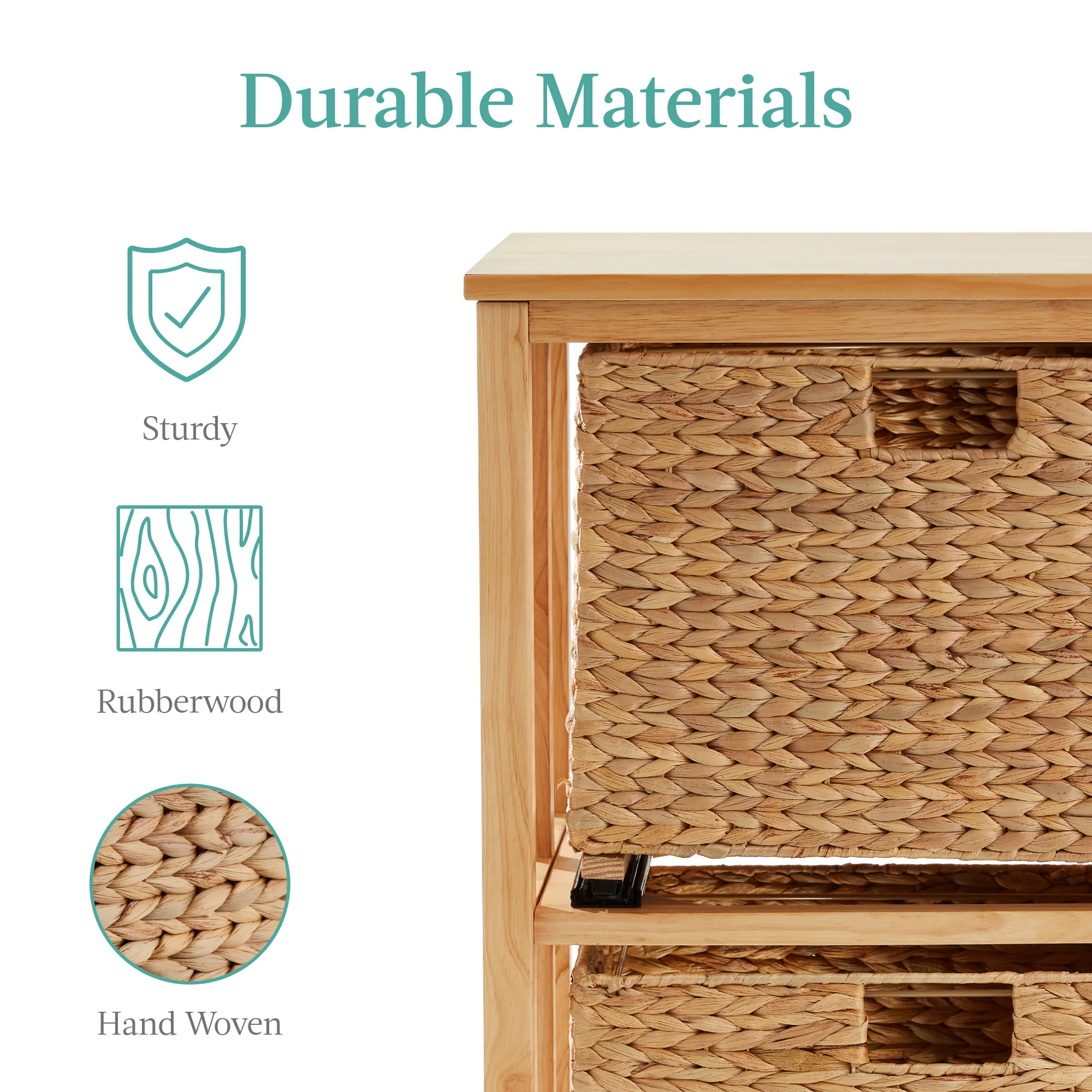 Vertical Rolling File Cabinet w/ Rubberwood Frame, Locking Caster Wheels - Image 6