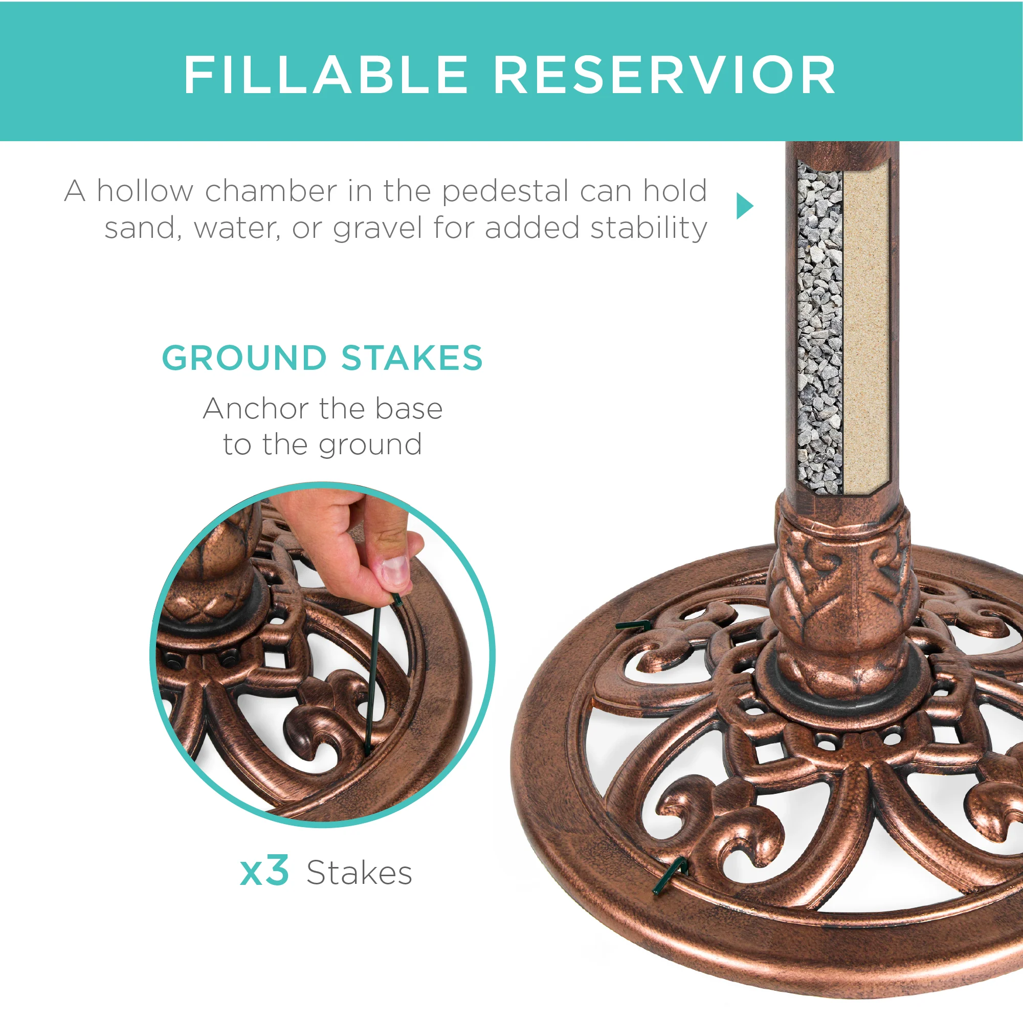 Vintage Outdoor Garden Bird Bath w/ Fleur-de-Lis Accents - Image 18
