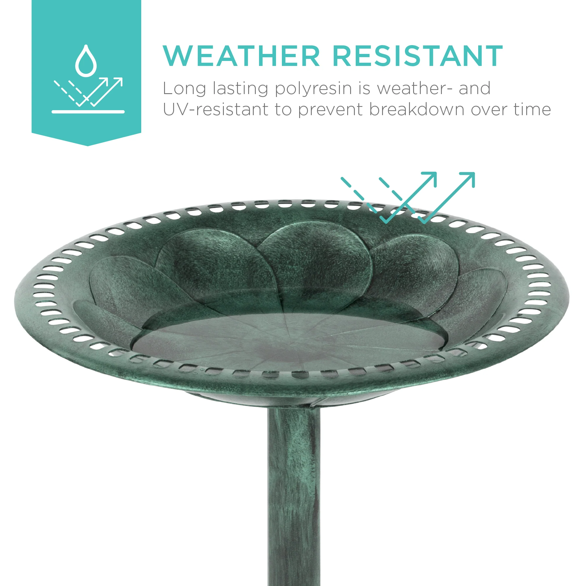 Vintage Outdoor Garden Bird Bath w/ Fleur-de-Lis Accents - Image 31