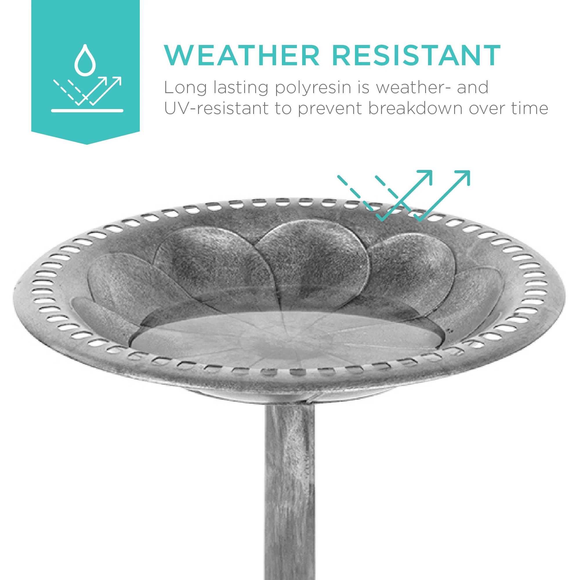 Vintage Outdoor Garden Bird Bath w/ Fleur-de-Lis Accents - Image 45