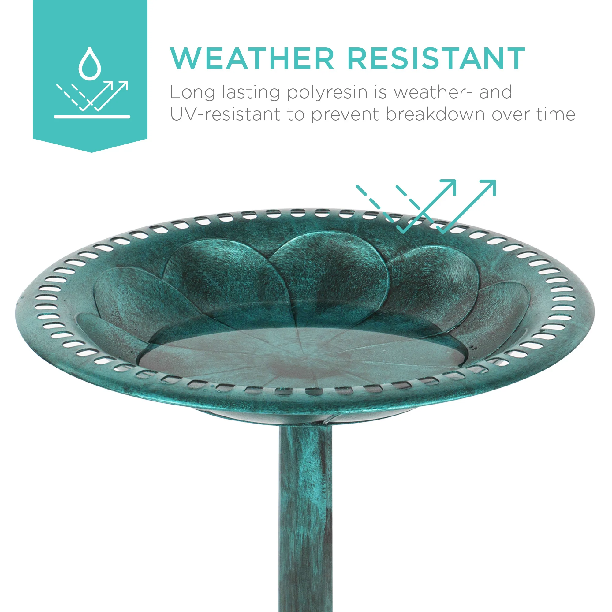 Vintage Outdoor Garden Bird Bath w/ Fleur-de-Lis Accents - Image 52
