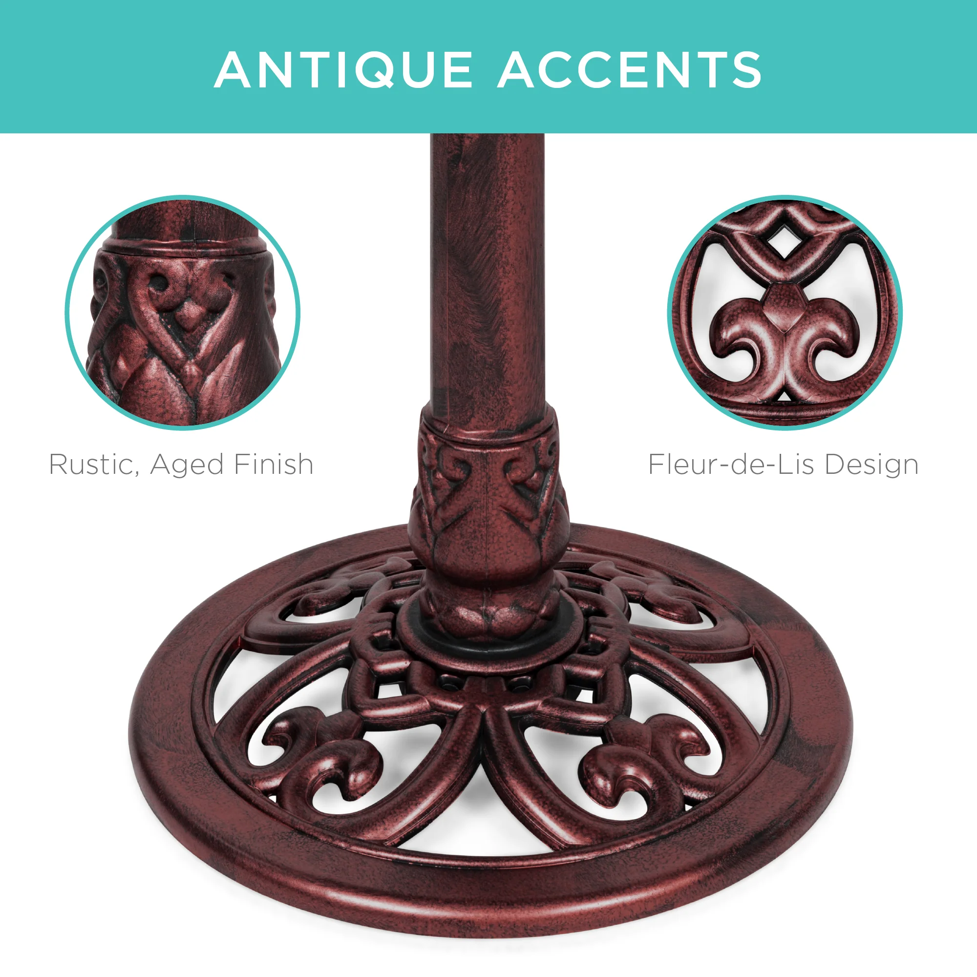 Vintage Outdoor Garden Bird Bath w/ Fleur-de-Lis Accents - Image 60