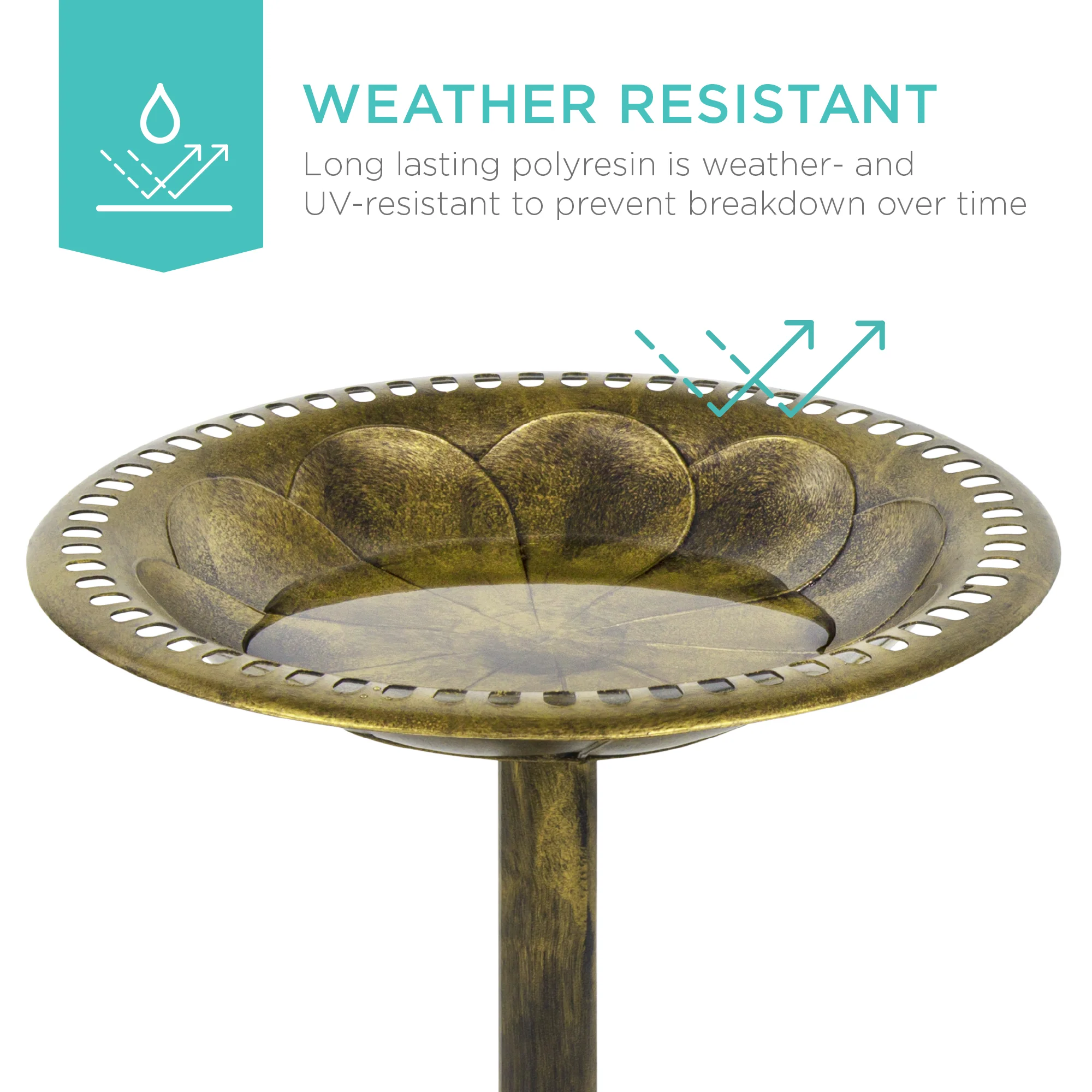 Vintage Outdoor Garden Bird Bath w/ Fleur-de-Lis Accents - Image 65