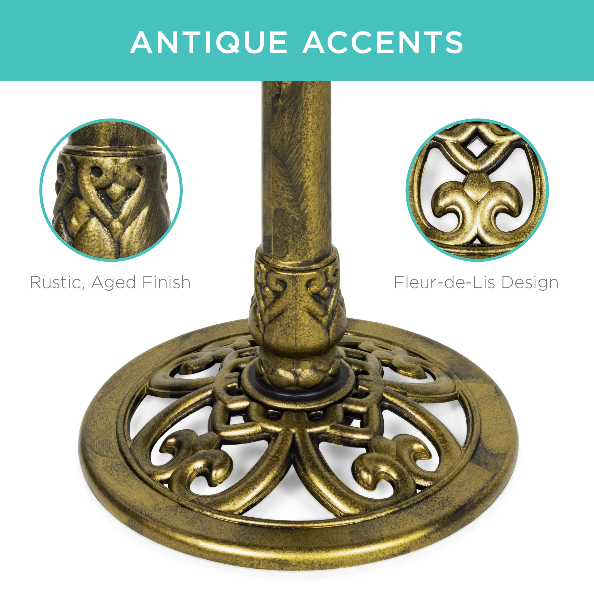 Vintage Outdoor Garden Bird Bath w/ Fleur-de-Lis Accents - Image 67