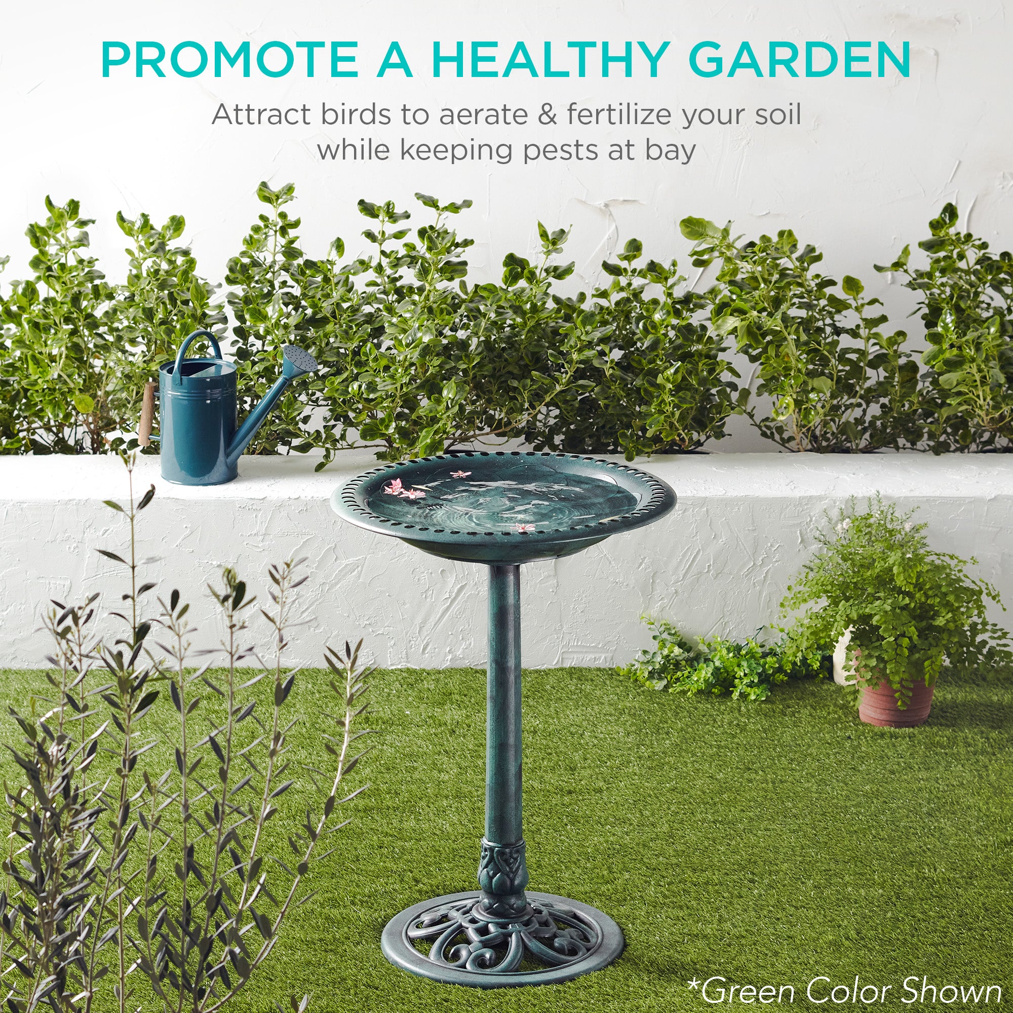Vintage Outdoor Garden Bird Bath w/ Fleur-de-Lis Accents - Image 69